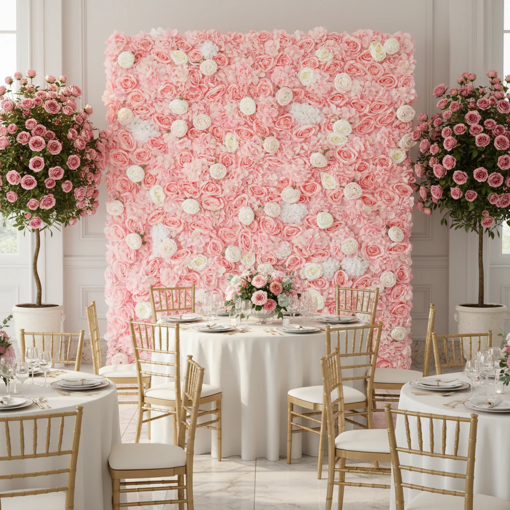 Roll Up Flower Wall Backdrop 8ft x 4ft - Pink - Image 2