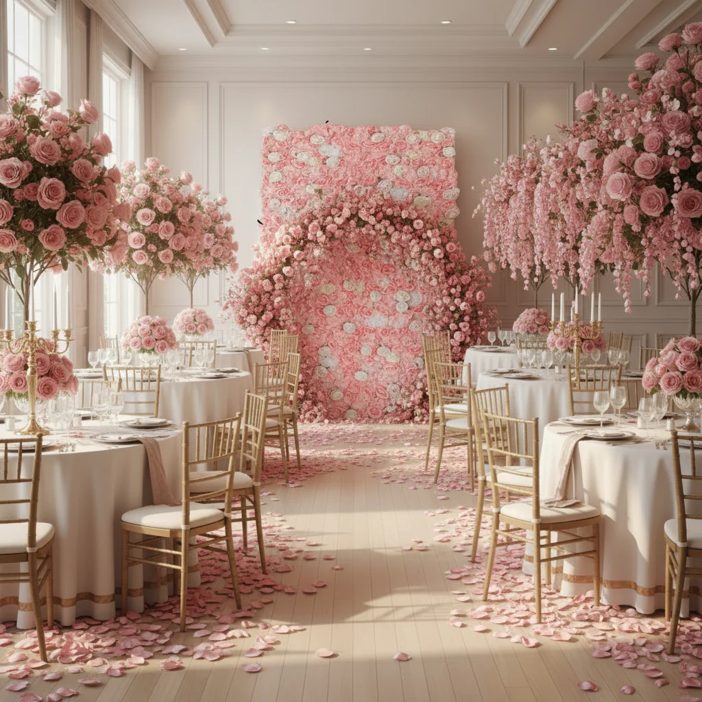 Roll Up Flower Wall Backdrop 8ft x 4ft - Pink - Image 3