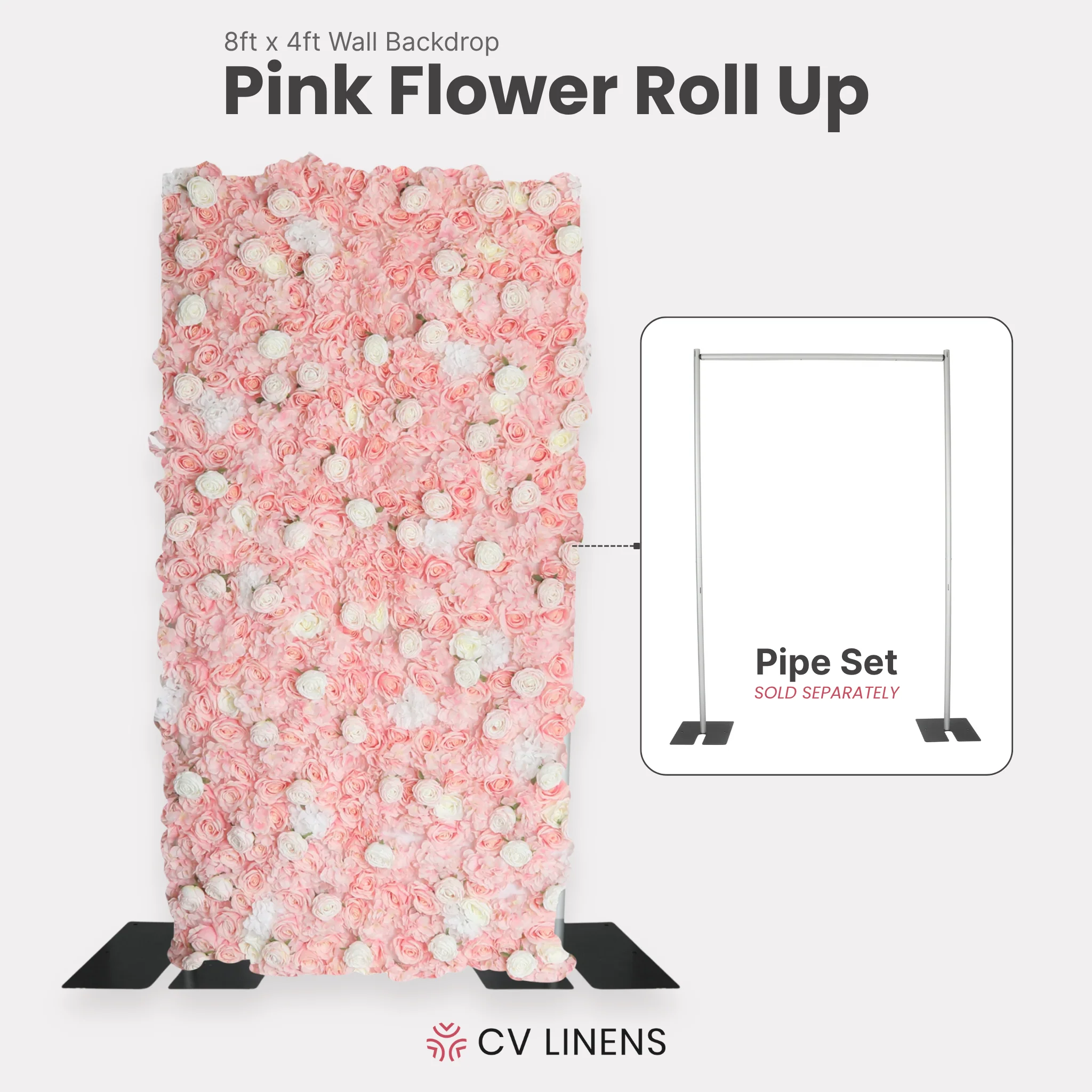Roll Up Flower Wall Backdrop 8ft x 4ft - Pink - Image 4