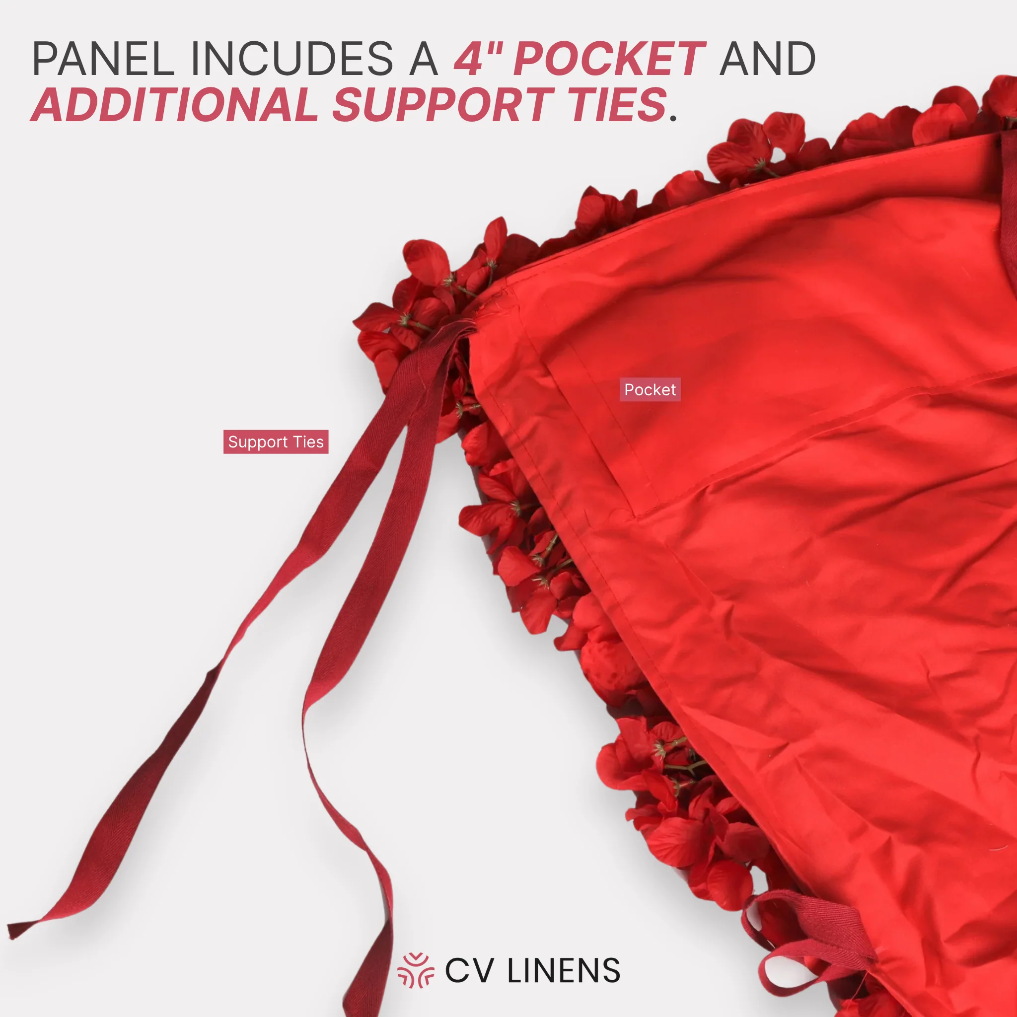 Roll Up Flower Wall Backdrop 8ft x 4ft - Red - Image 5