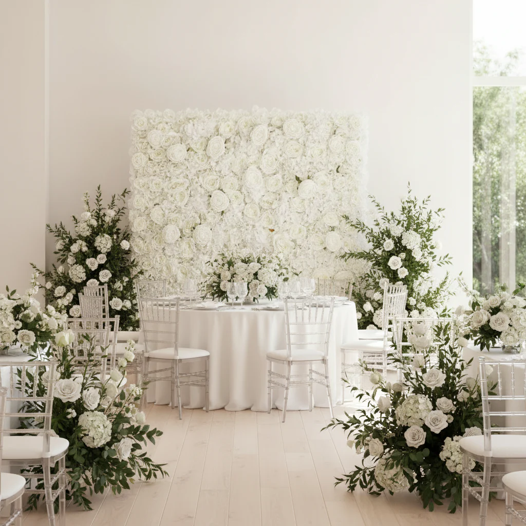 Roll Up Flower Wall Backdrop 8ft x 4ft - White - Image 3