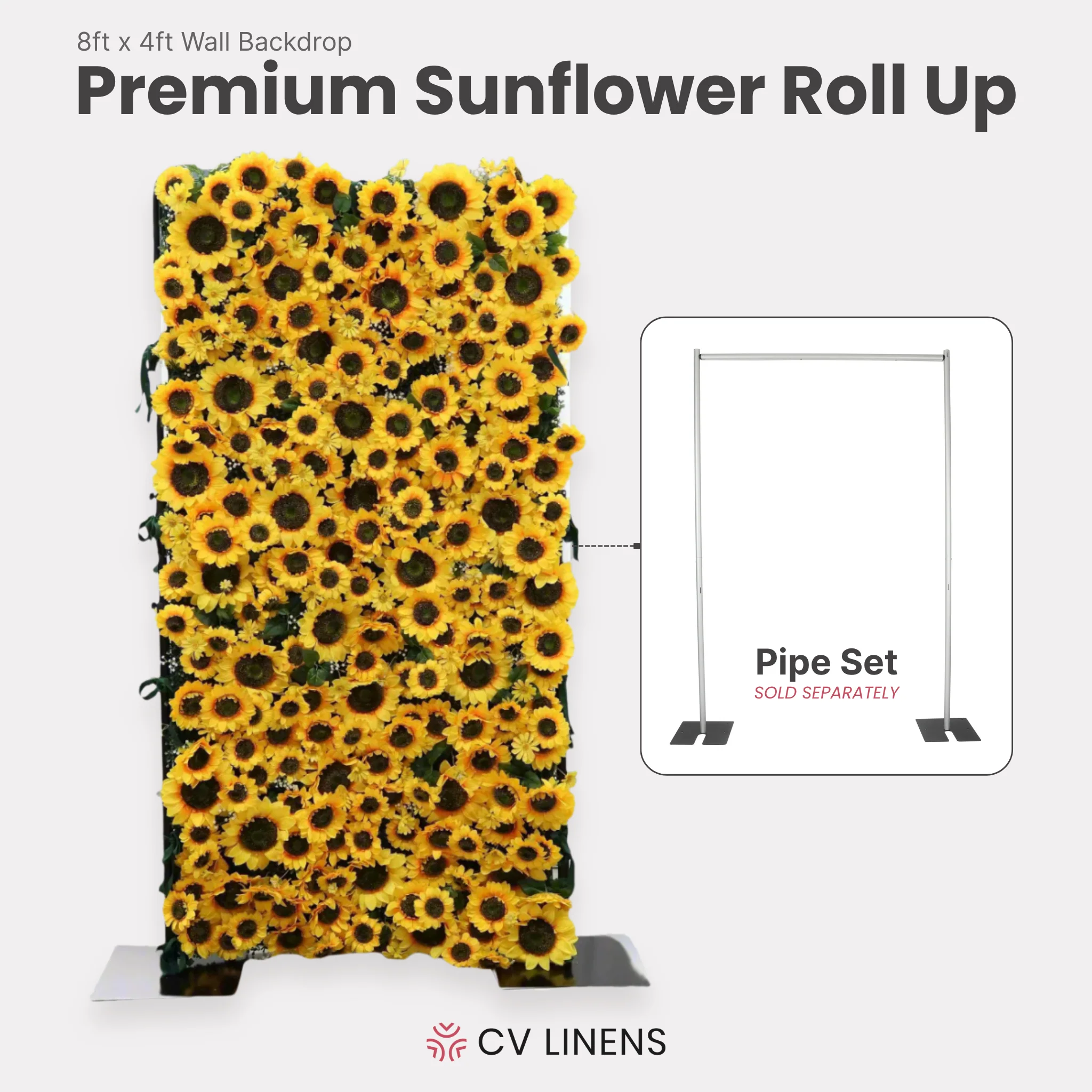 Premium Sunflower Wall Roll Up Backdrop 8ft x 4ft - Image 2
