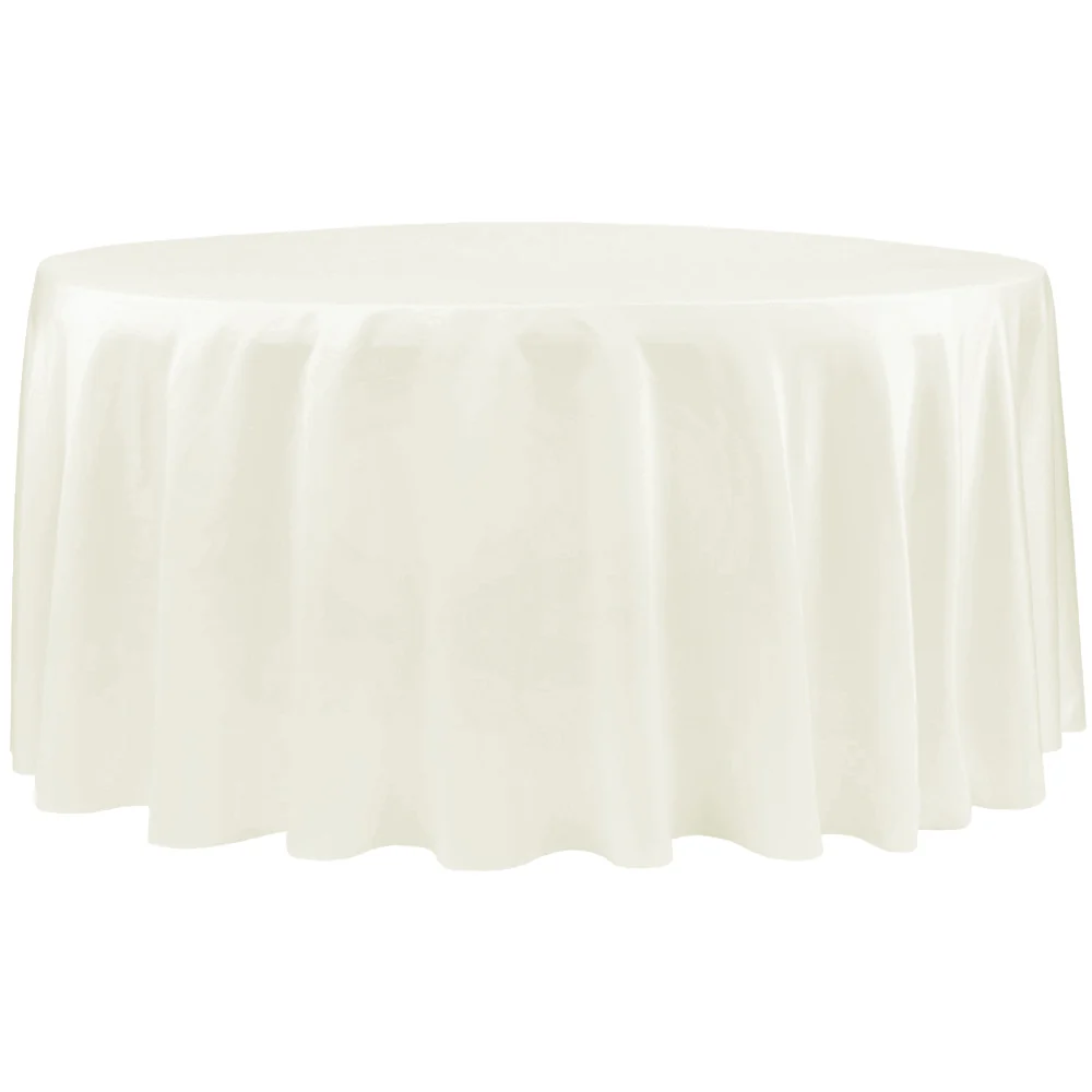 Round 108" Lamour Satin Tablecloth - Ivory - Image 2