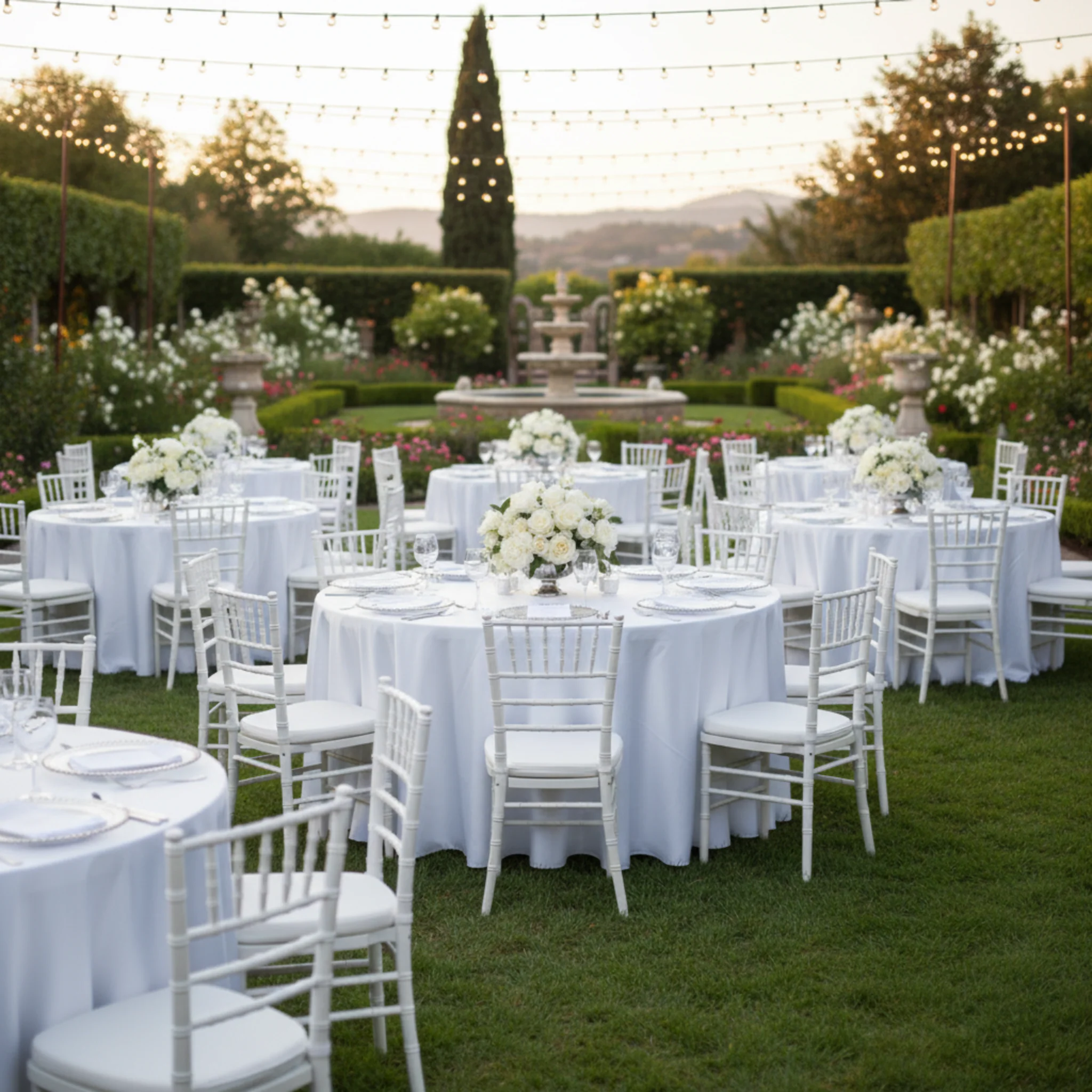Round 108" Lamour Satin Tablecloth - White - Image 5