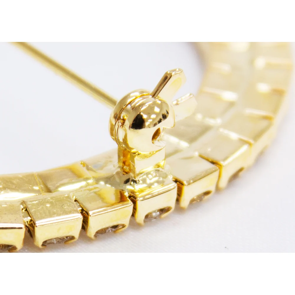 Round Diamond Rhinestone Metal Pin Sash Buckle - Gold - Image 2
