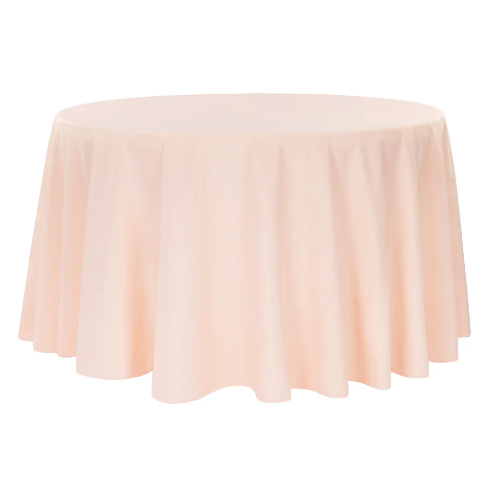 Round Premium Polyester 132" Tablecloth - Blush