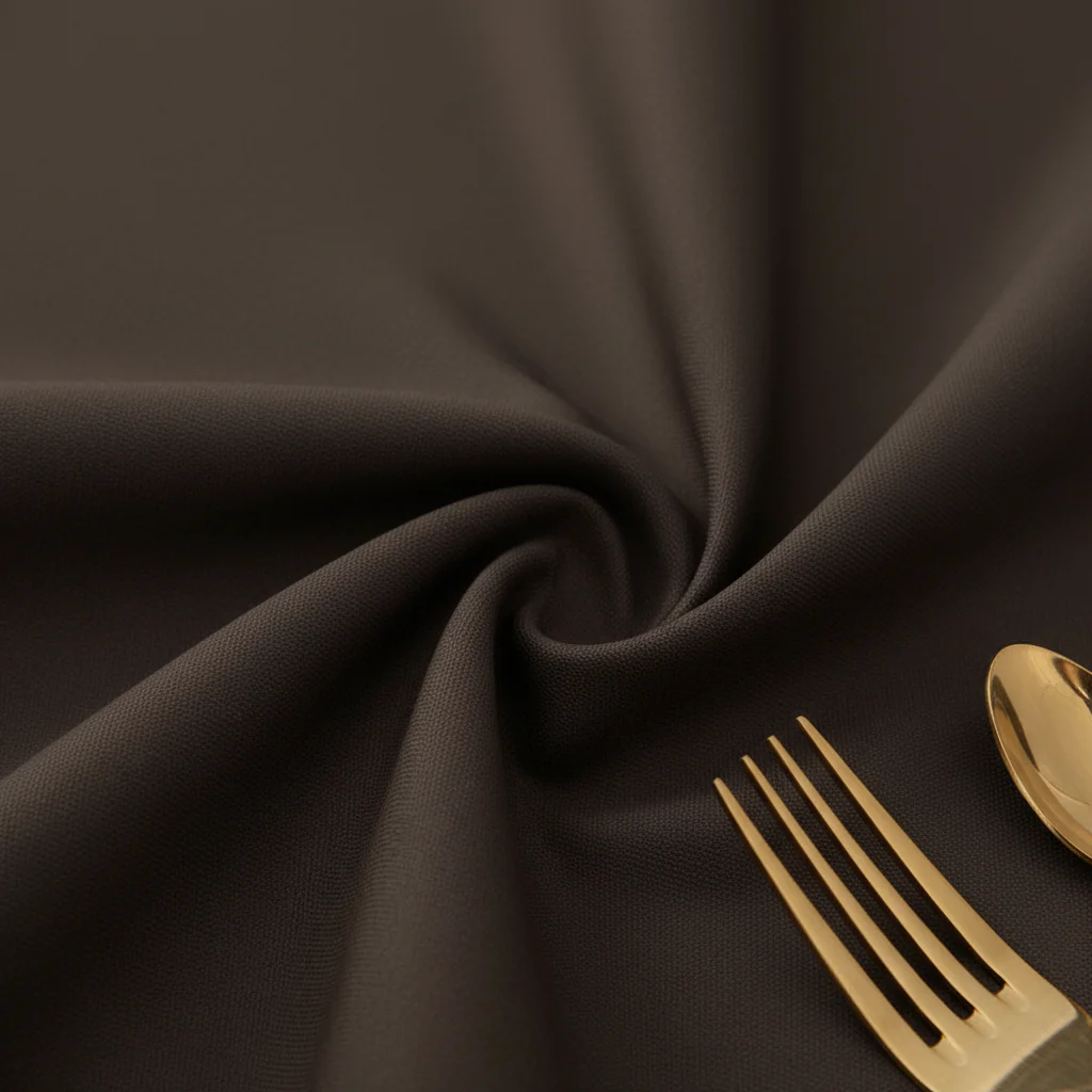 Round Premium Polyester 132" Tablecloth - Chocolate Brown - Image 4