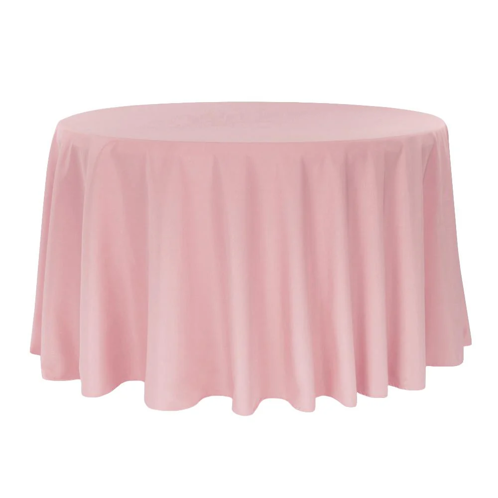 Round Premium Polyester 132" Tablecloth - Dusty Rose/Mauve