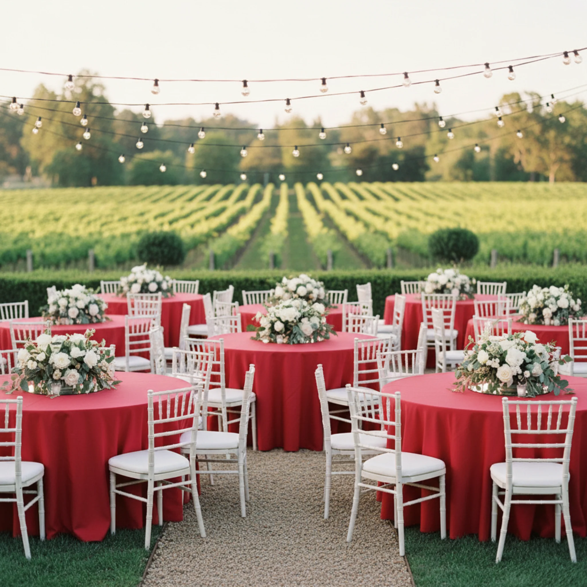Round Premium Polyester 132" Tablecloth - Red - Image 5