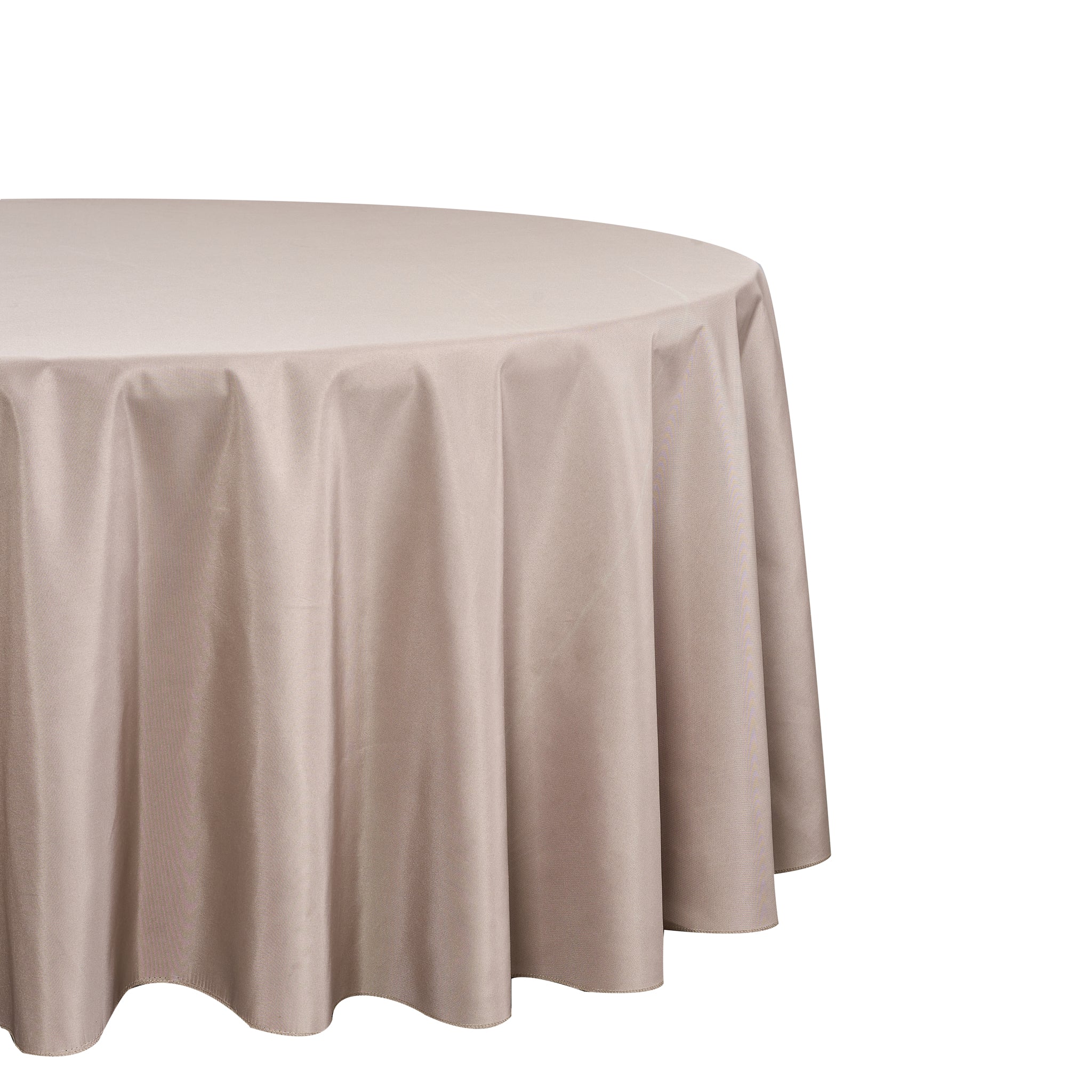Round Premium Polyester 132" Tablecloth - Taupe - Image 2