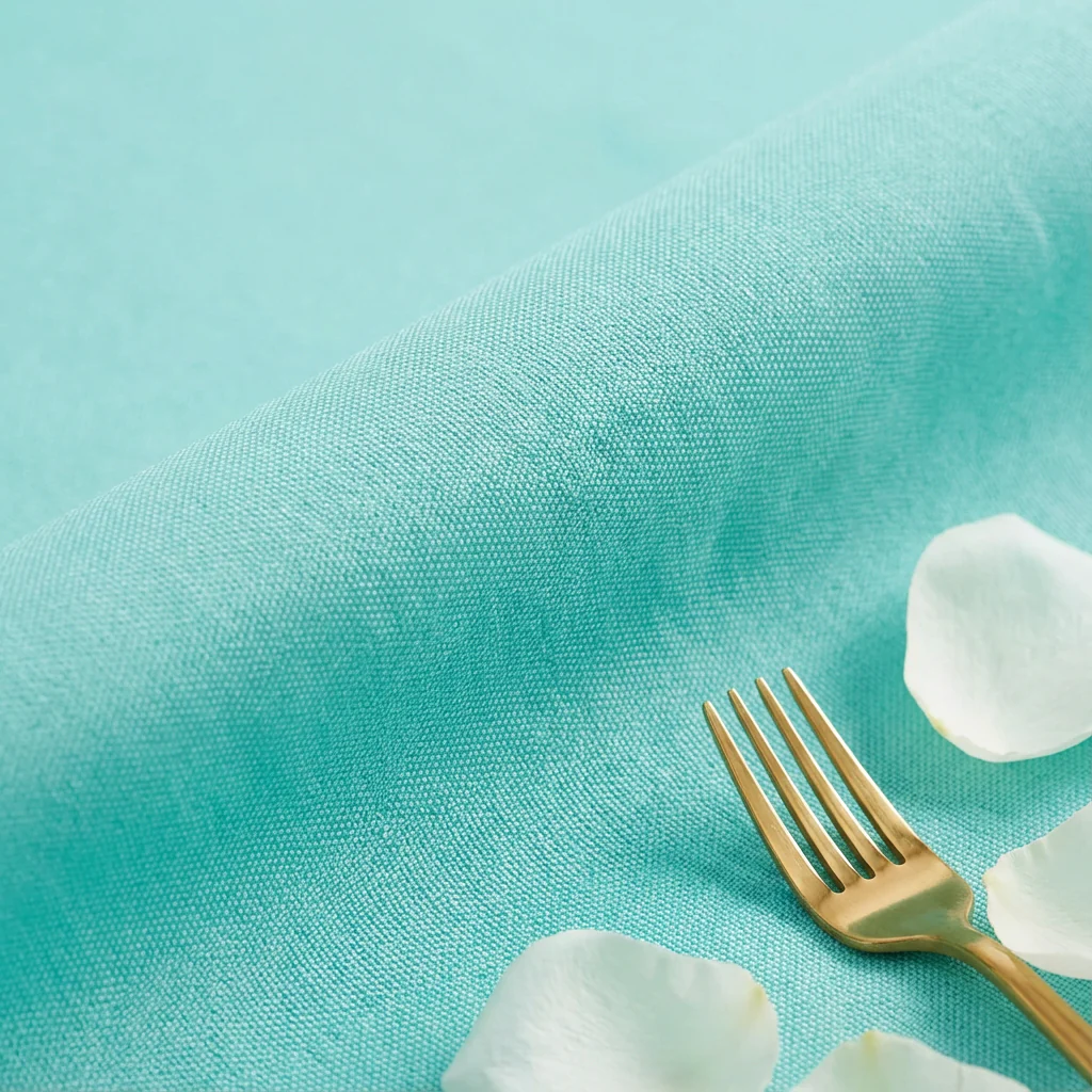 Round Premium Polyester 132" Tablecloth - Turquoise - Image 4