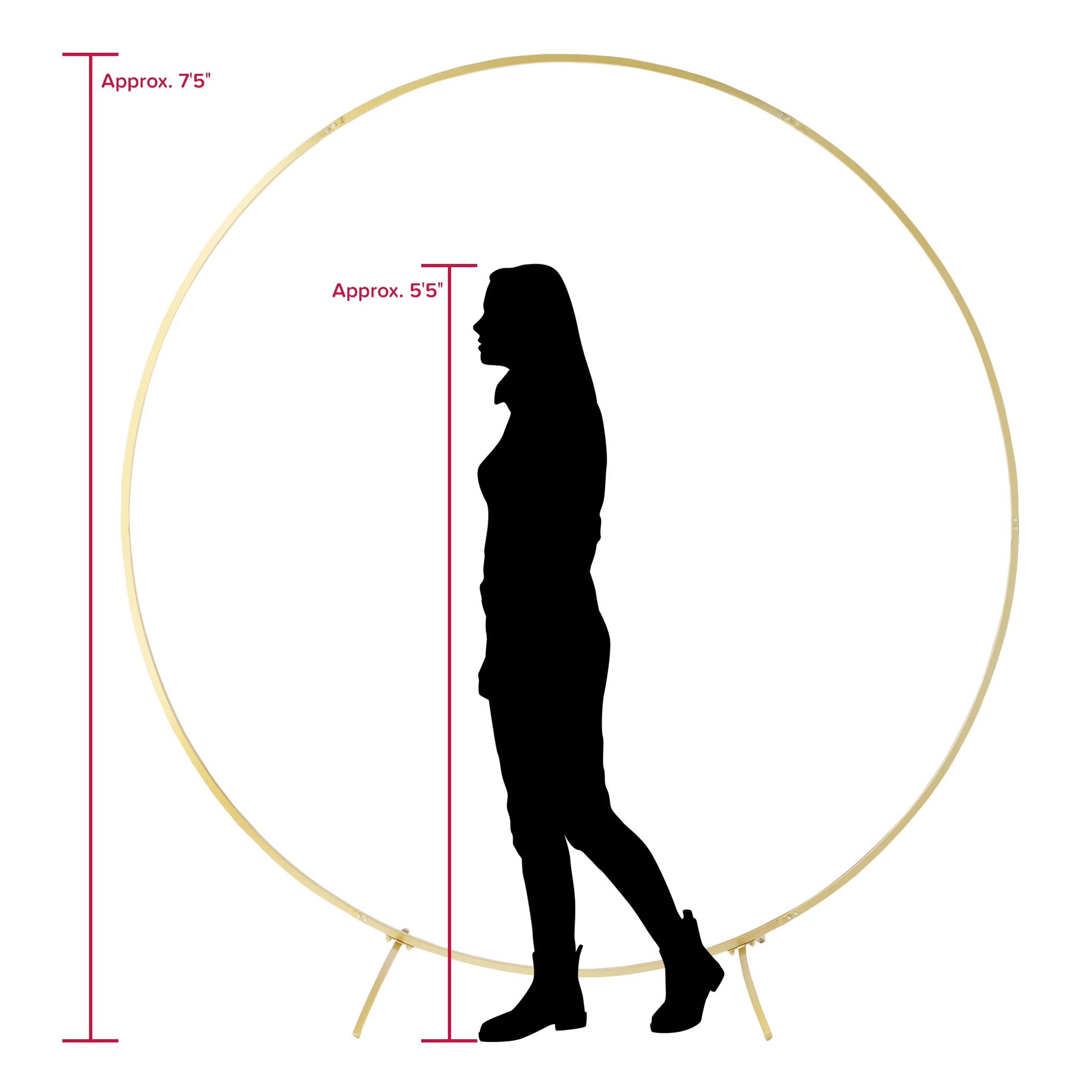 Round Wedding Arch Backdrop Frame Stand 7.5 ft - Gold - Image 3