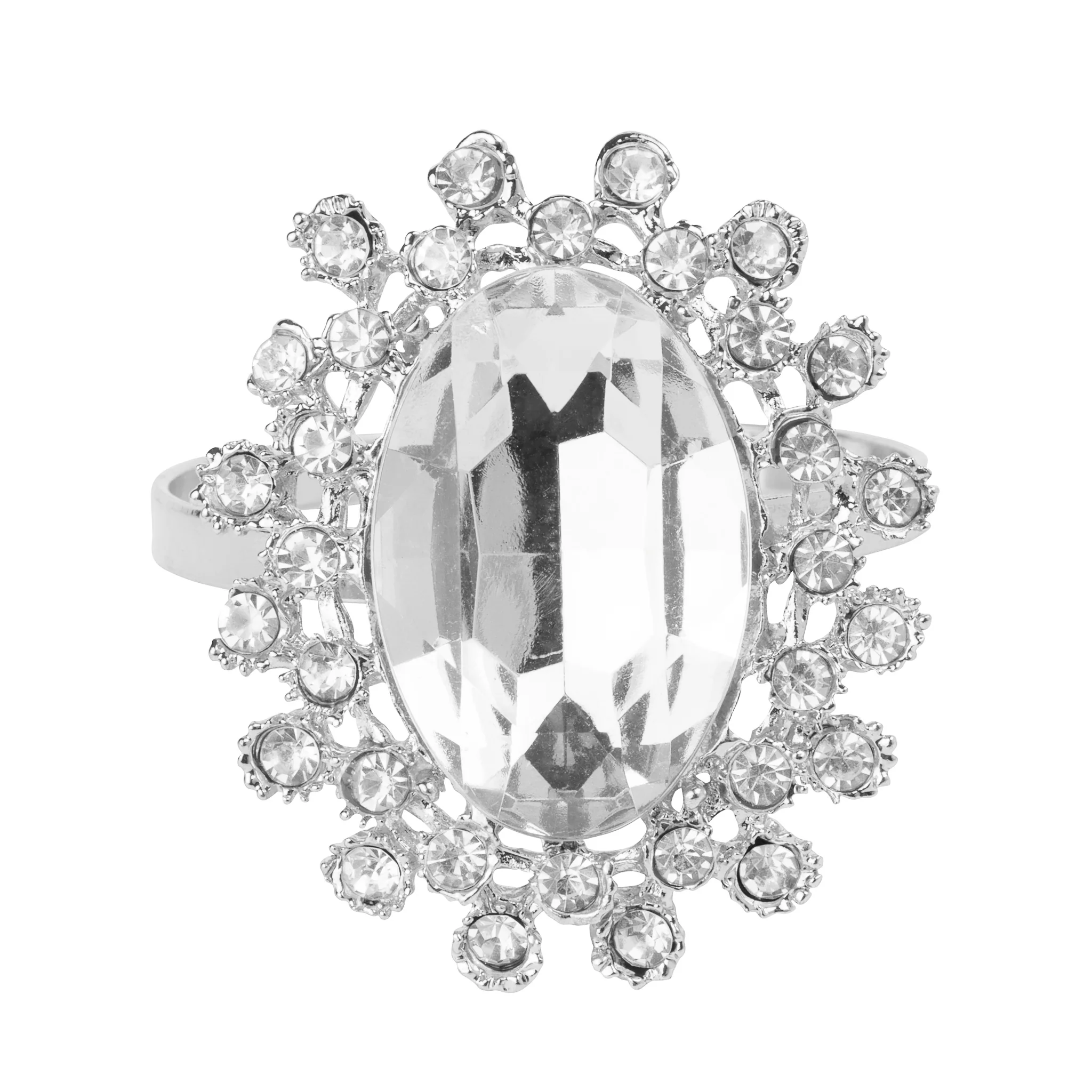 10 pc/pk Royal Diamond Napkin Ring Holder - Silver - Image 3