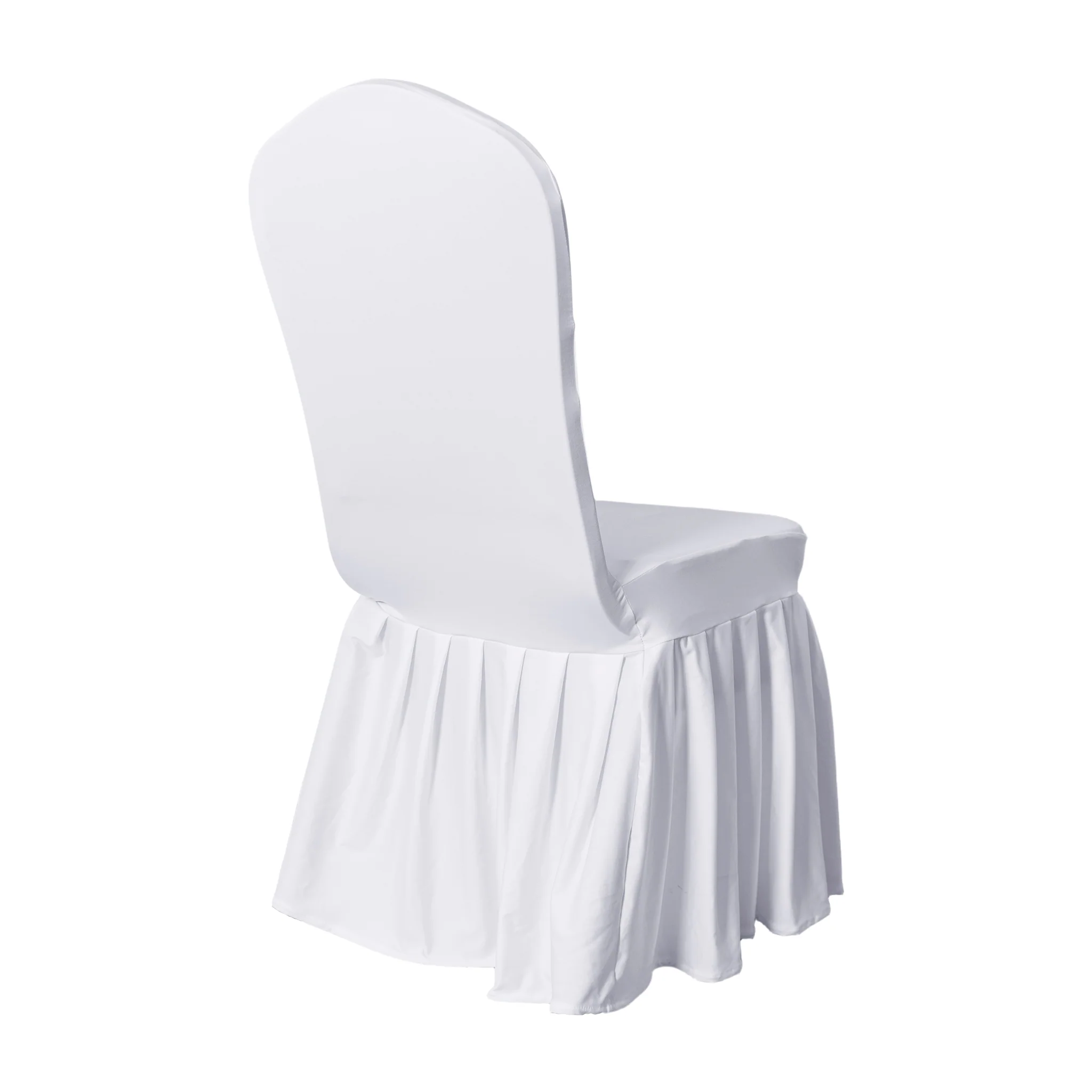 Ruffled Pleated Bottom Spandex Banquet Chair Cover - White - Image 5