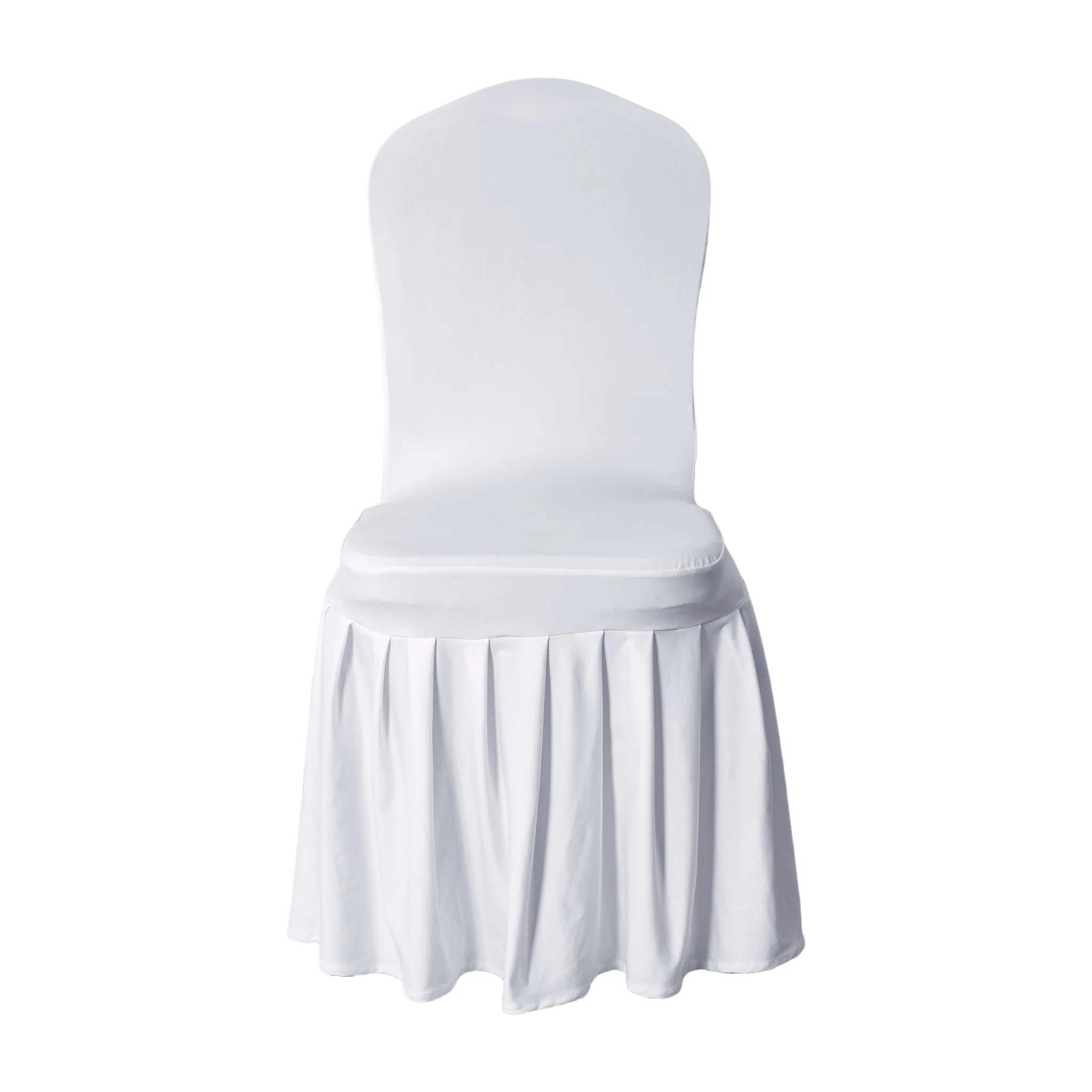 Ruffled Pleated Bottom Spandex Banquet Chair Cover - White - Image 7