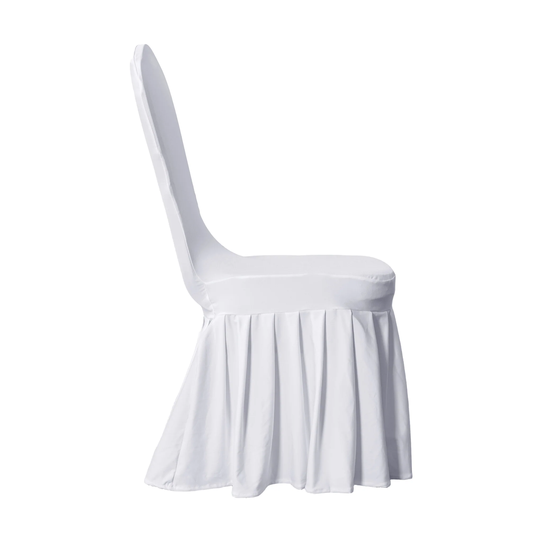 Ruffled Pleated Bottom Spandex Banquet Chair Cover - White - Image 8