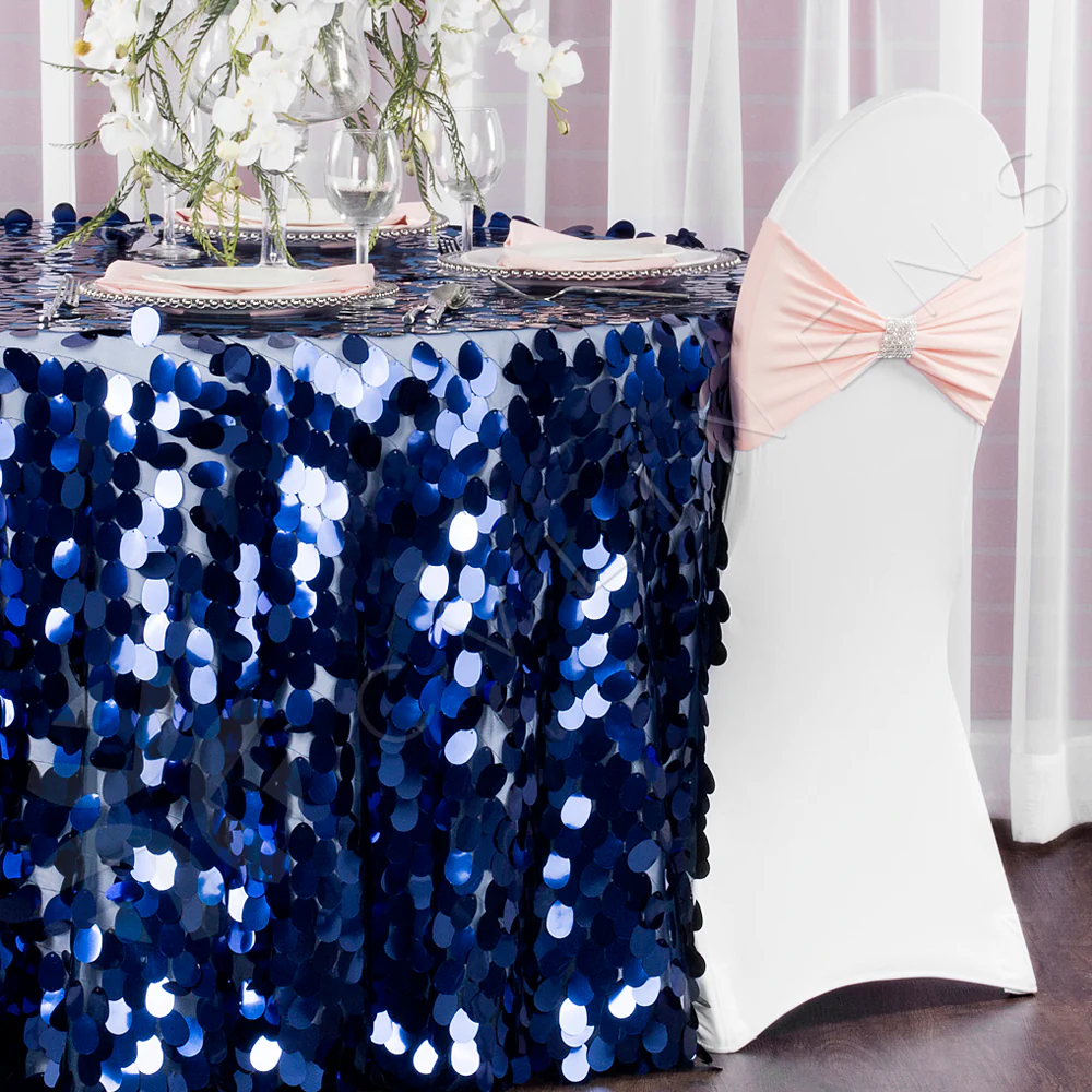 Ruffled Spandex Chair Band - Blush/Rose Gold - Image 4