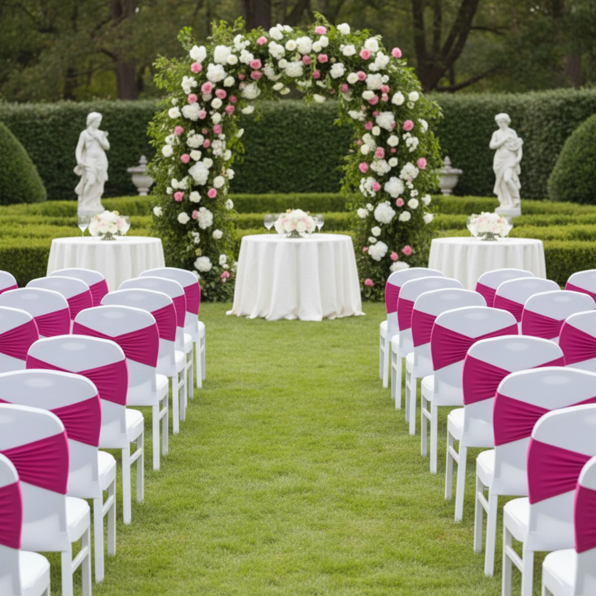 Ruffled Spandex Chair Band - Fuchsia - Image 4