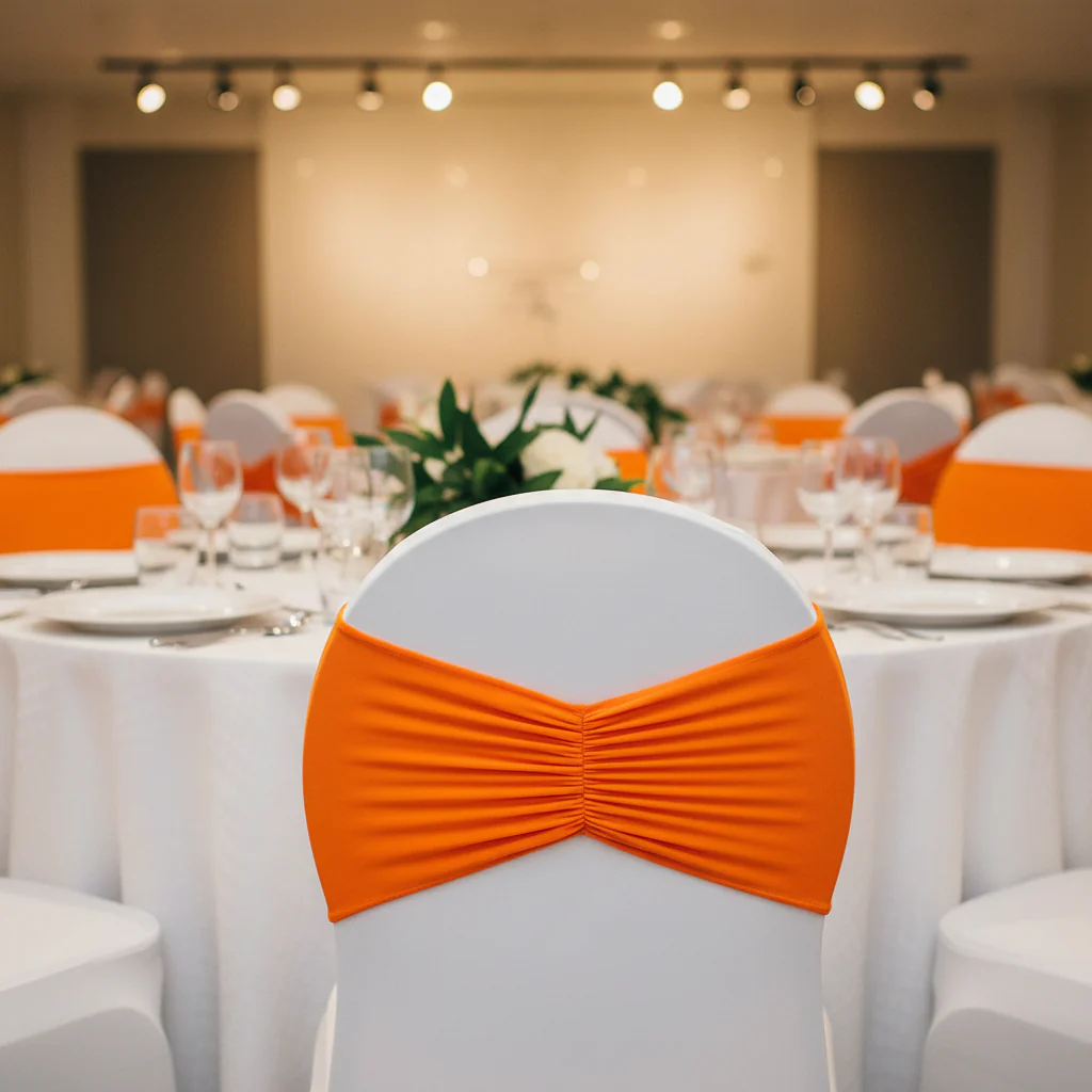 Ruffled Spandex Chair Band - Orange