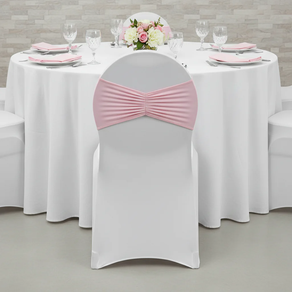 Ruffled Spandex Chair Band - Pink - Image 3
