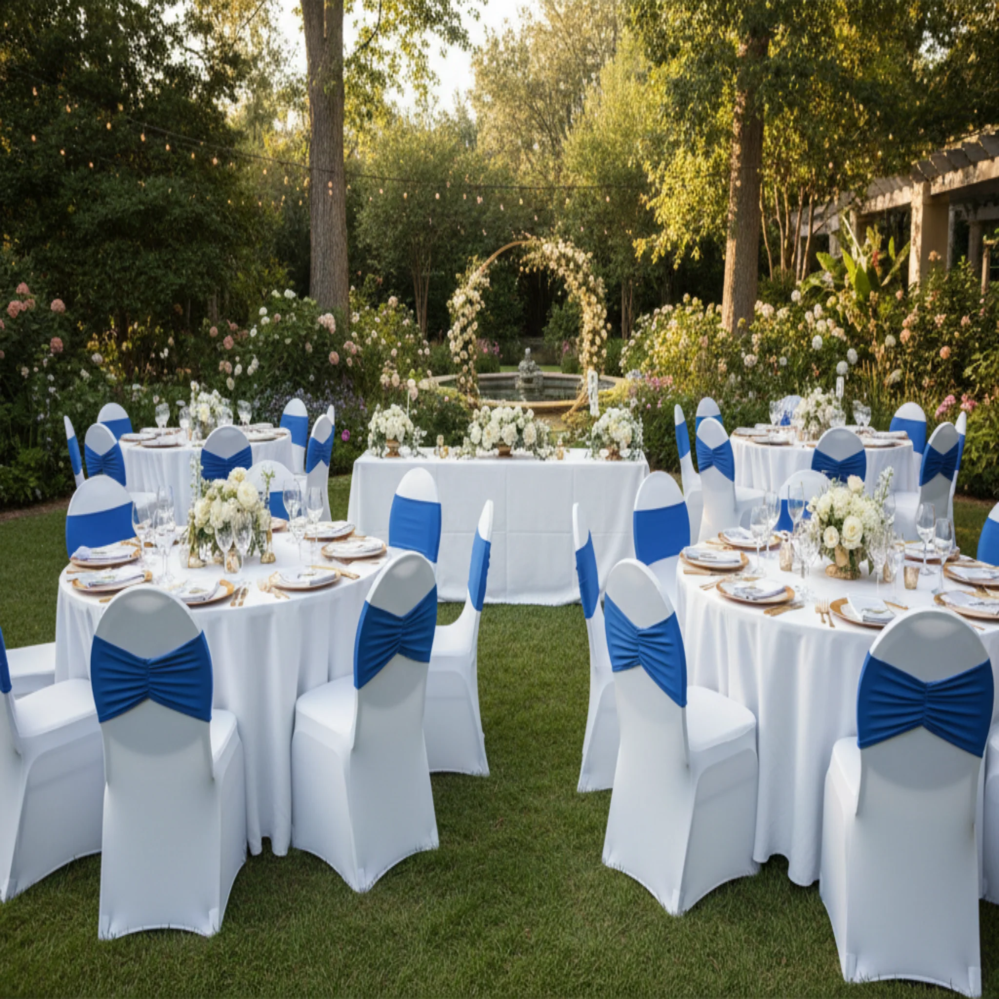Ruffled Spandex Chair Band - Royal Blue - Image 2