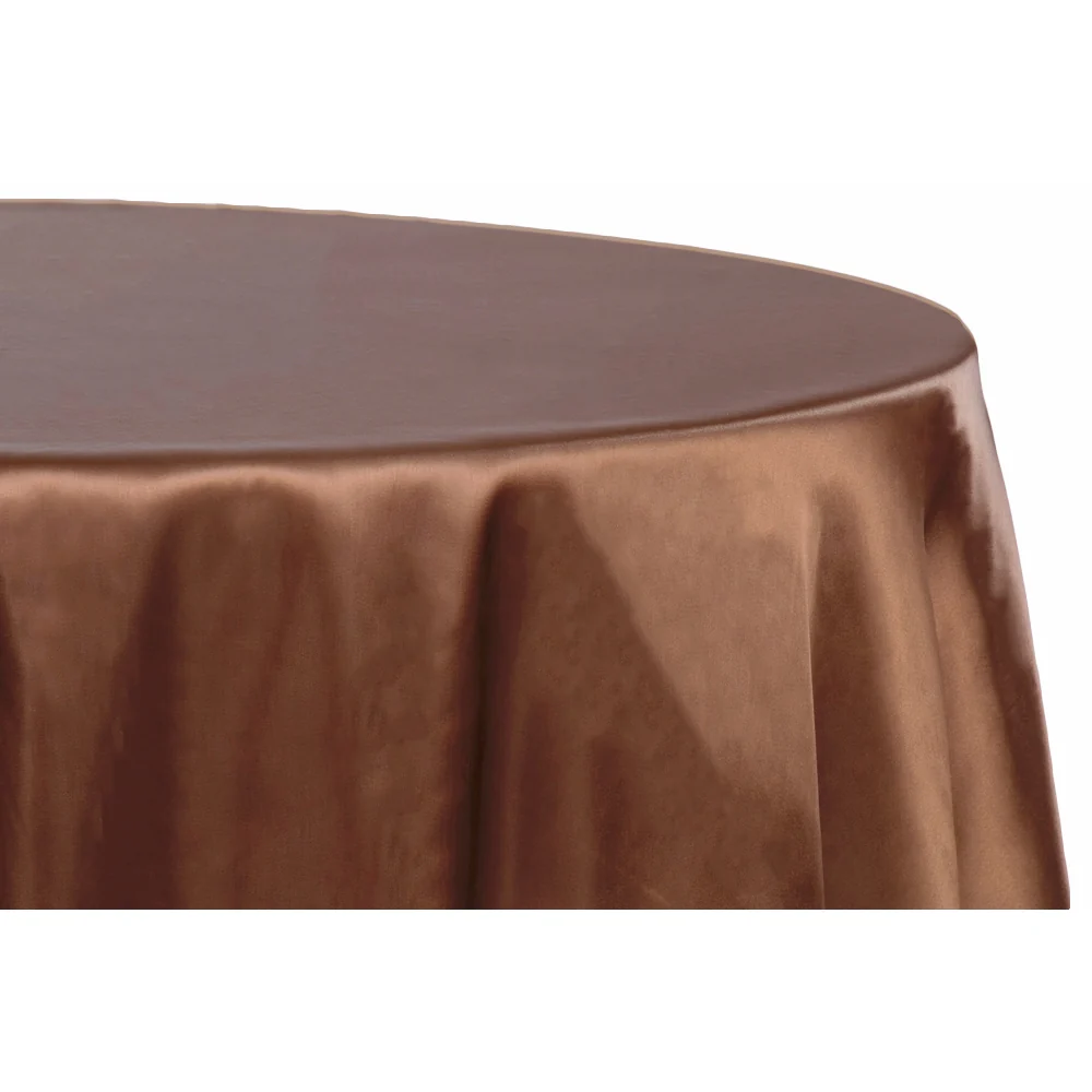 Satin 108" Round Tablecloth - Chocolate Brown - Image 5