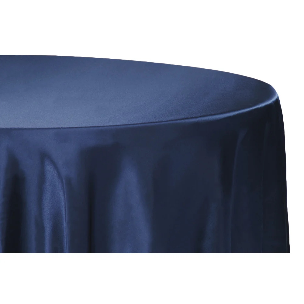 Satin 108" Round Tablecloth - Navy Blue - Image 2