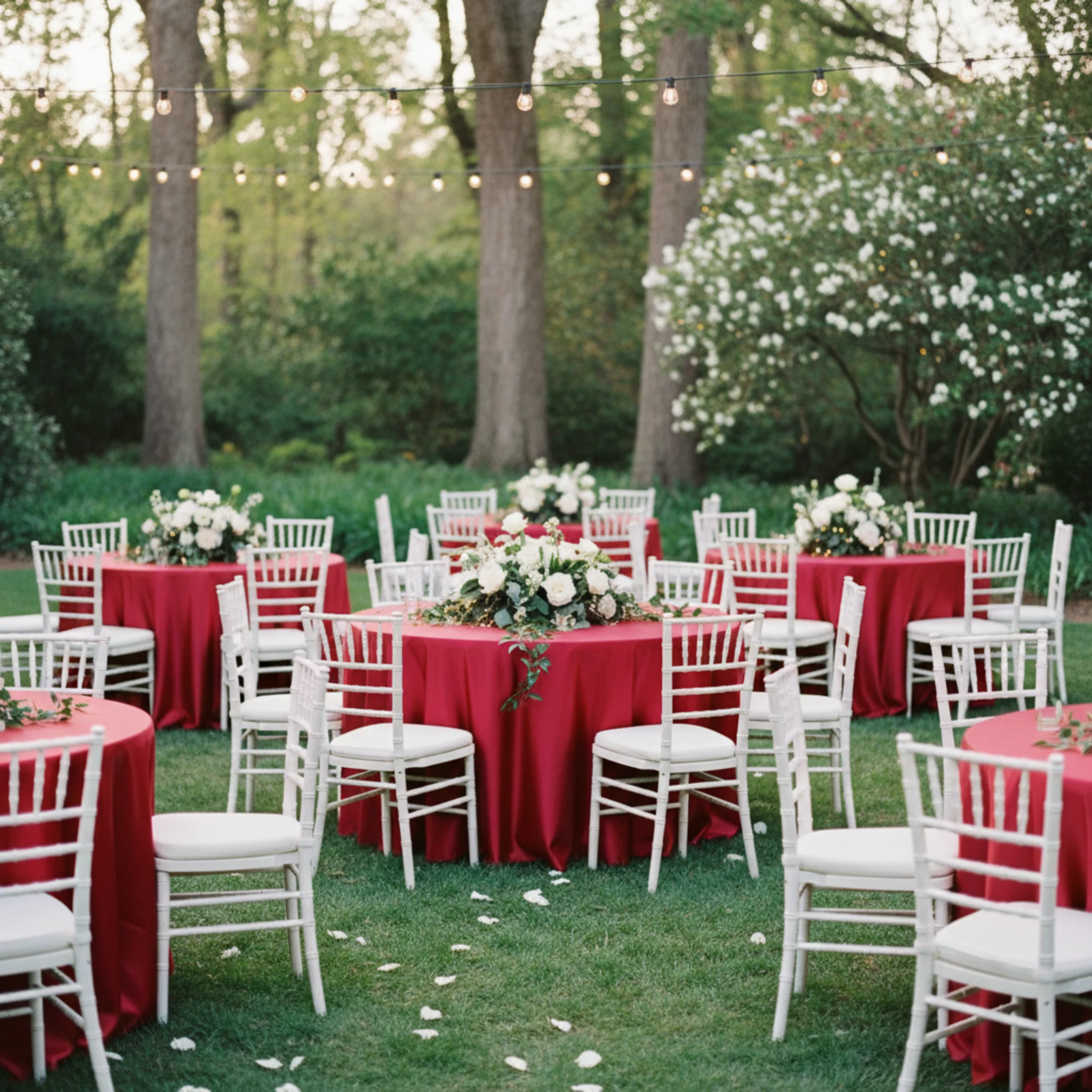 Satin 120" Round Tablecloth - Apple Red - Image 5