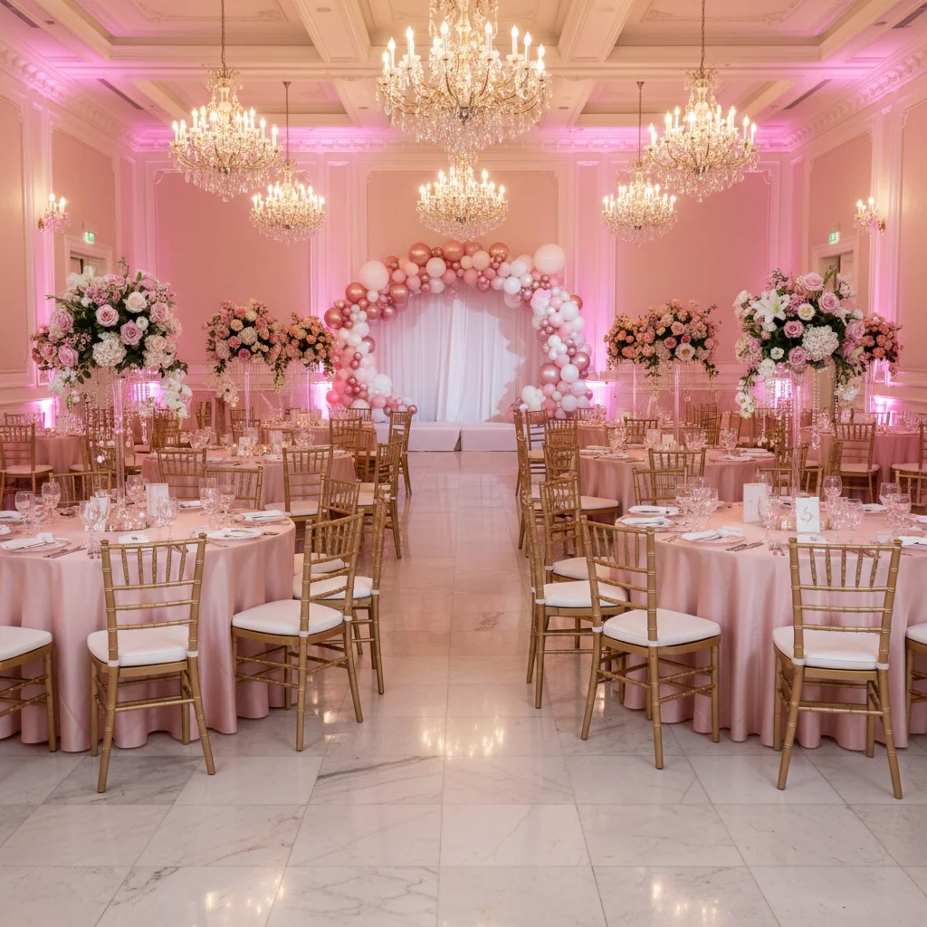 Satin 120" Round Tablecloth - Blush/Rose Gold - Image 3