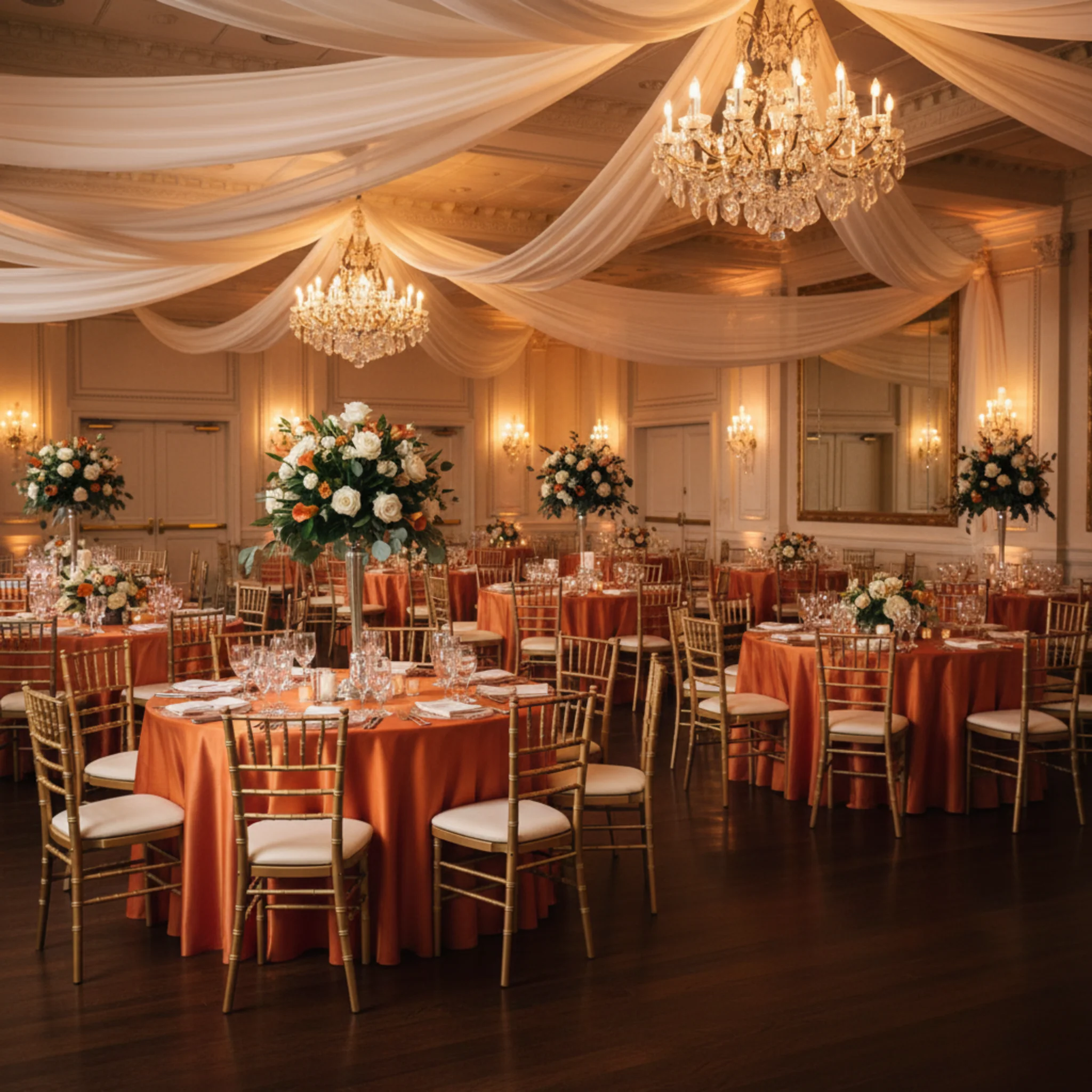 Satin 120" Round Tablecloth - Burnt Orange - Image 4