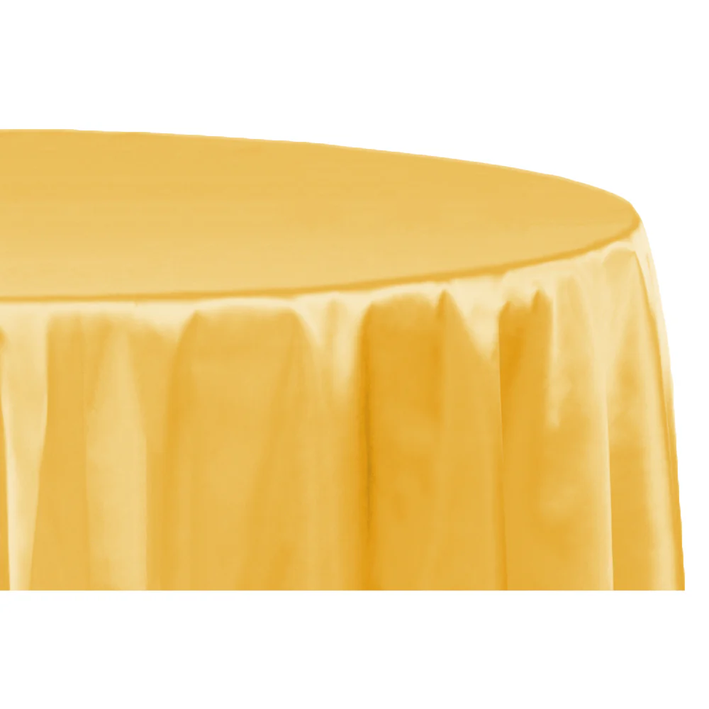 Satin 120" Round Tablecloth - Canary Yellow (Bright Yellow) - Image 2