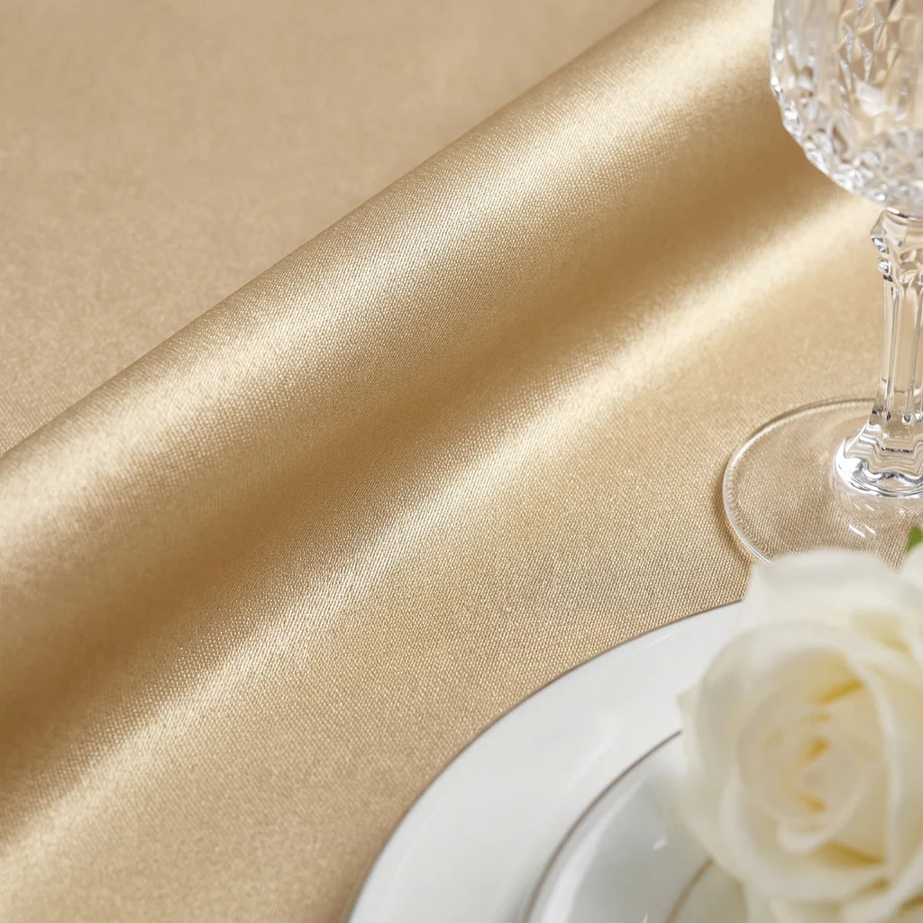 Satin 120" Round Tablecloth - Champagne - Image 4