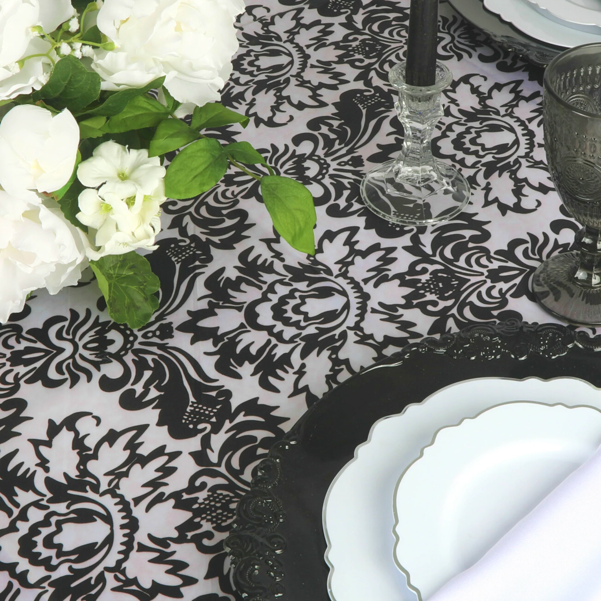 Satin 120" Round Tablecloth - Damask - Image 2