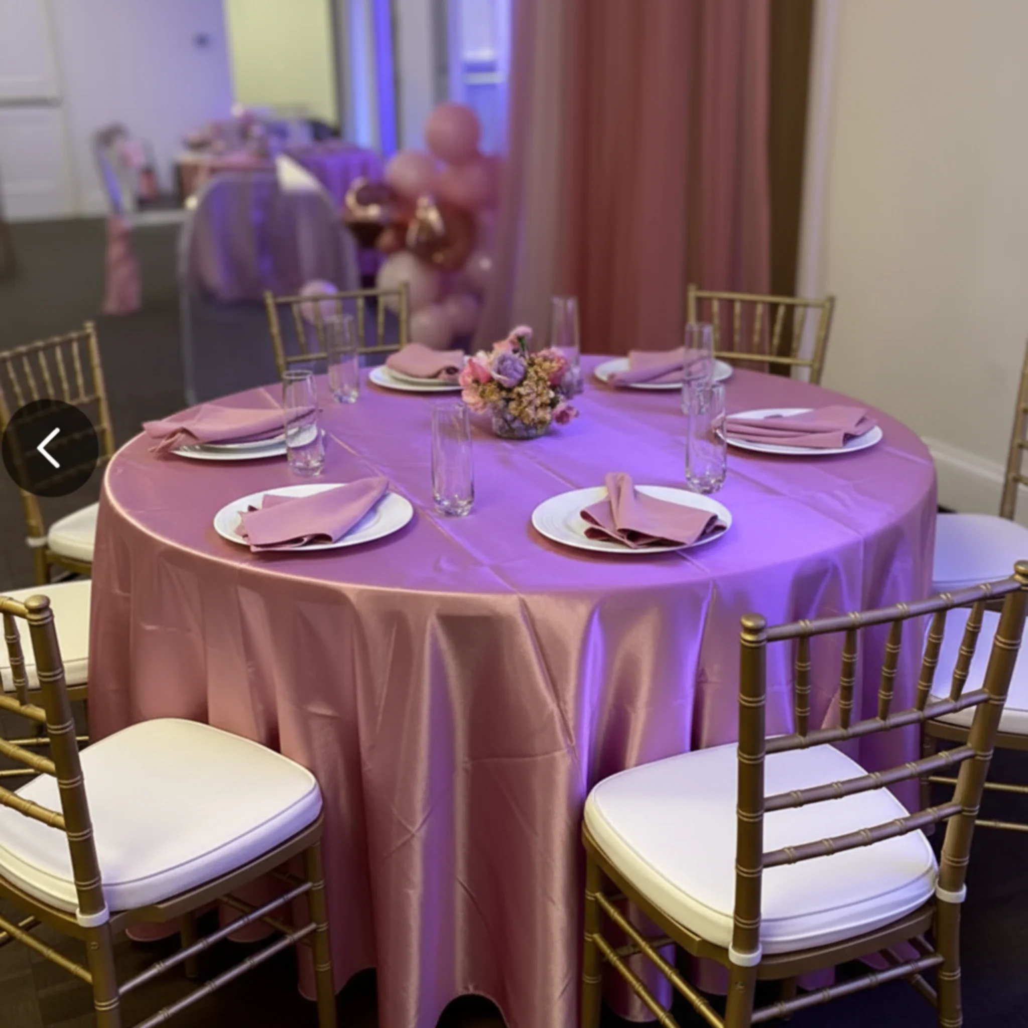 Satin 120" Round Tablecloth - Dusty Rose/Mauve - Image 3