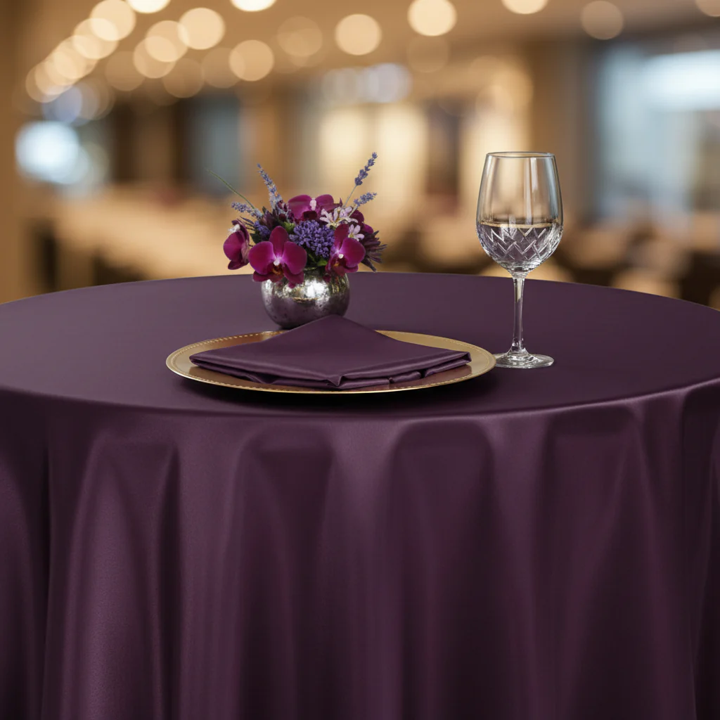 Satin 120" Round Tablecloth - Eggplant/Plum - Image 5