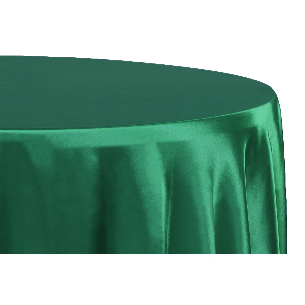 Satin 120" Round Tablecloth - Emerald Green - Image 2