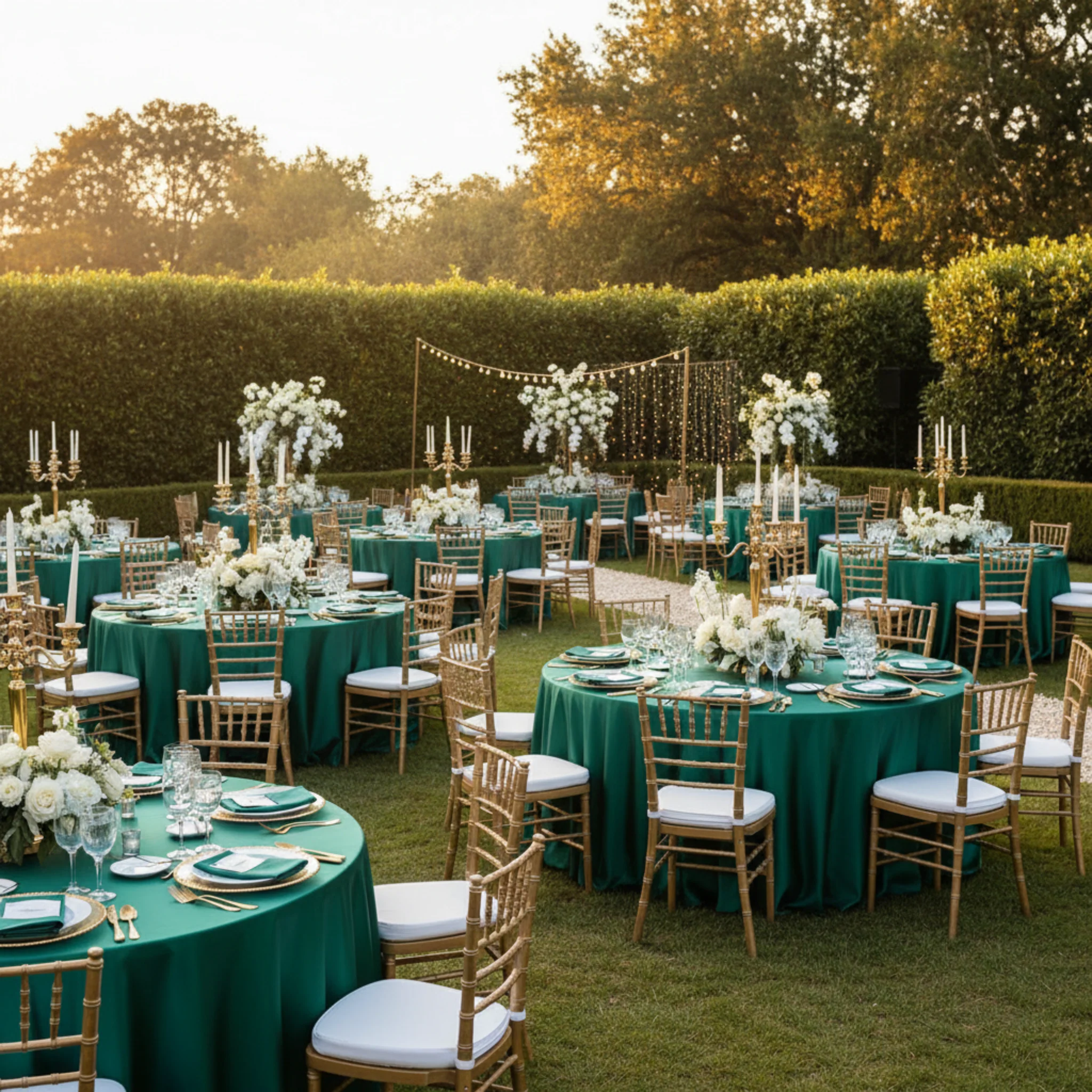 Satin 120" Round Tablecloth - Emerald Green - Image 3
