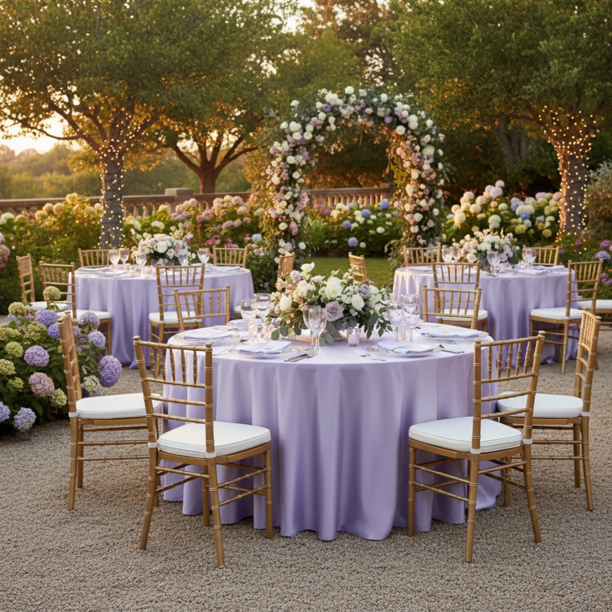 Satin 120" Round Tablecloth - Lavender - Image 3