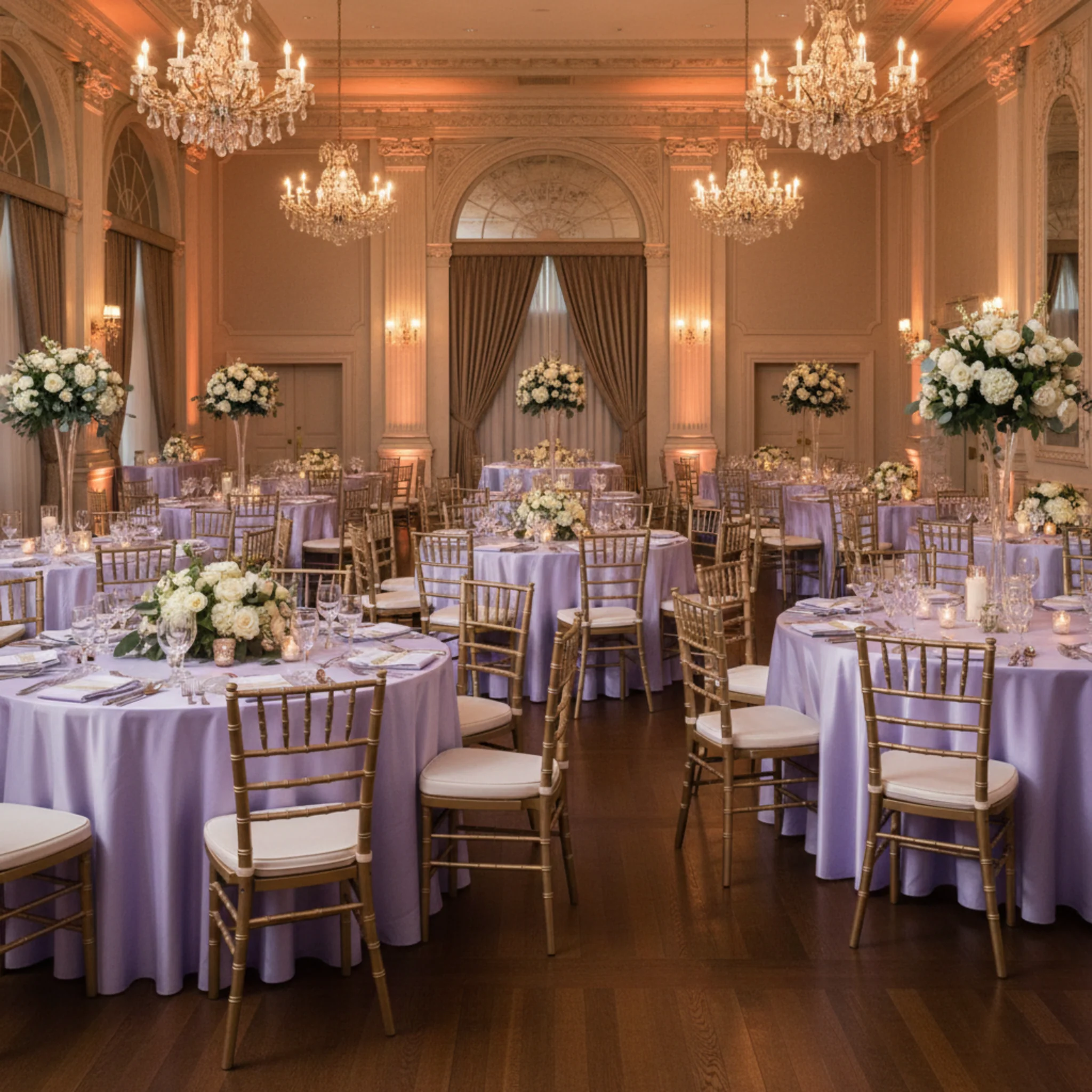 Satin 120" Round Tablecloth - Lavender - Image 4