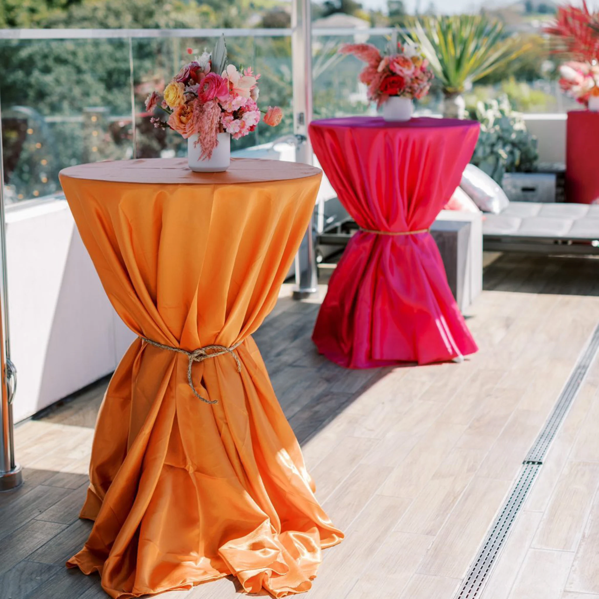Satin 120" Round Tablecloth - Orange - Image 2