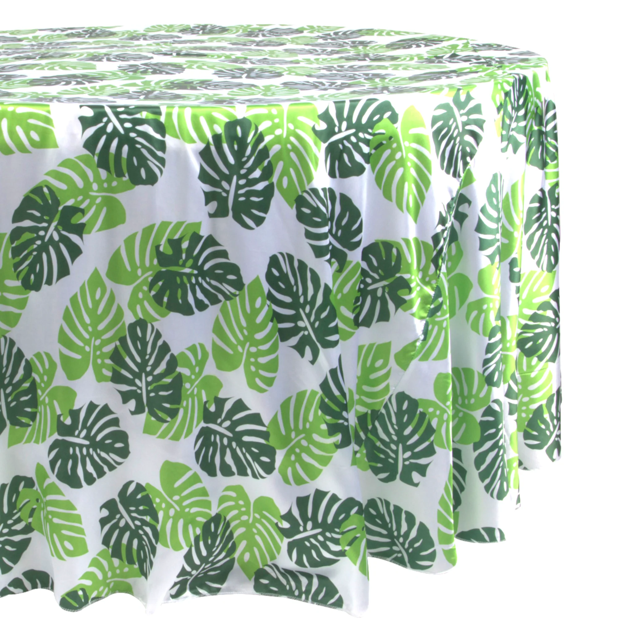Satin 120" Round Tablecloth - Tropical Palm Leaf - Image 4