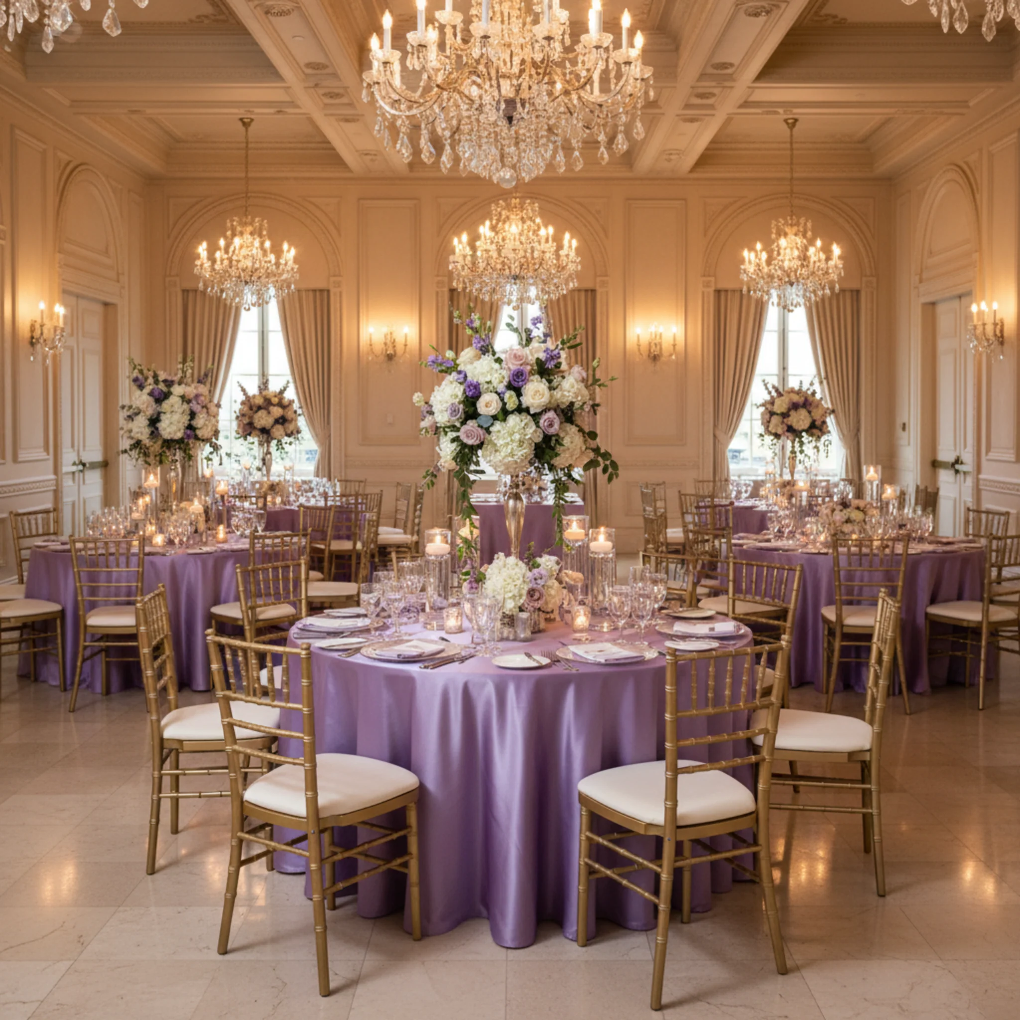 Satin 120" Round Tablecloth - Victorian Lilac/Wisteria - Image 3