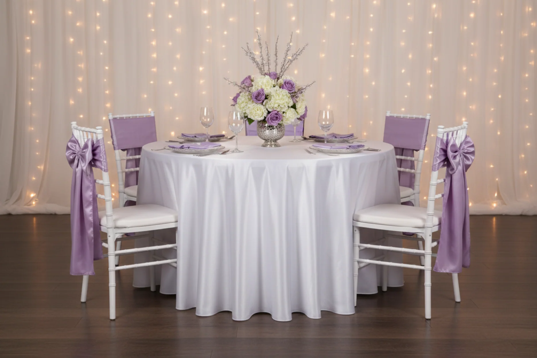 Satin 120" Round Tablecloth - White - Image 5