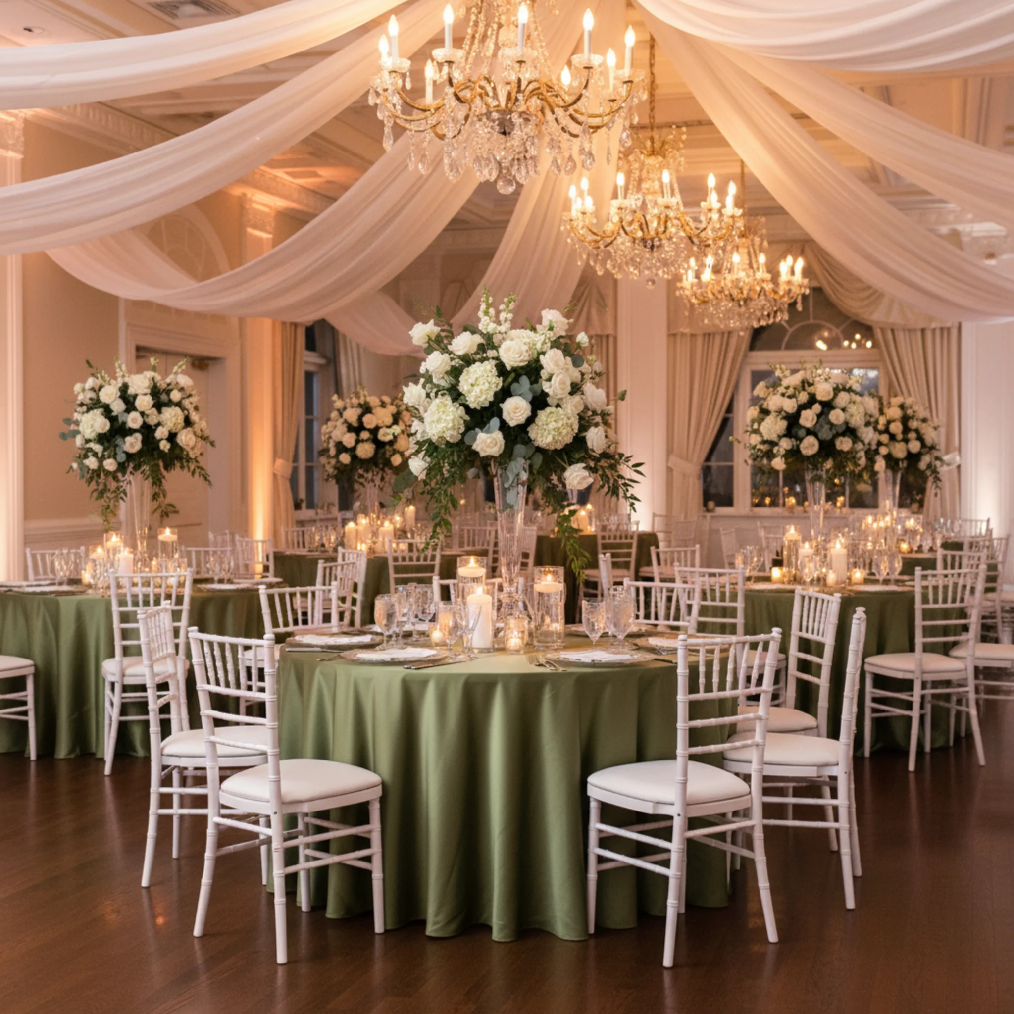 Satin 120" Round Tablecloth - Willow Green - Image 3