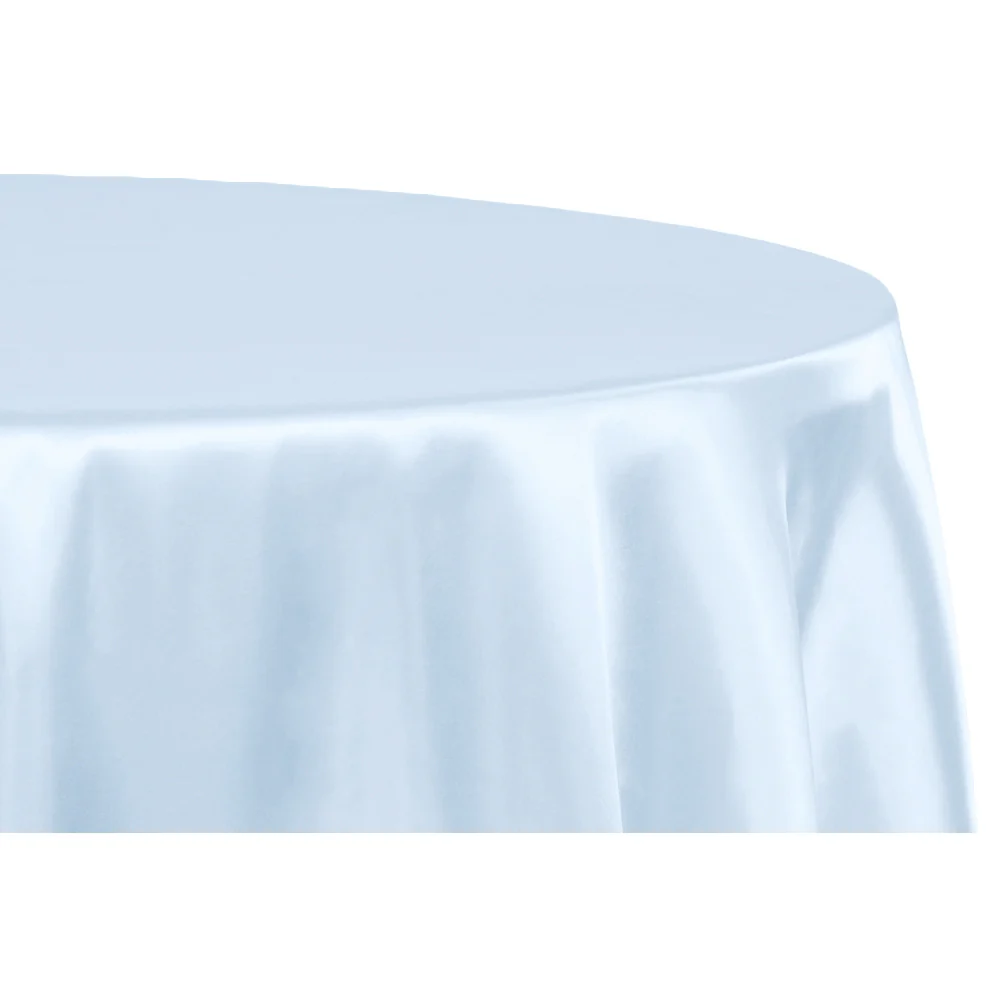 Satin 132" Round Tablecloth - Baby Blue - Image 2
