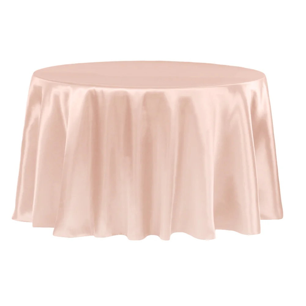 Satin 132" Round Tablecloth - Blush/Rose Gold