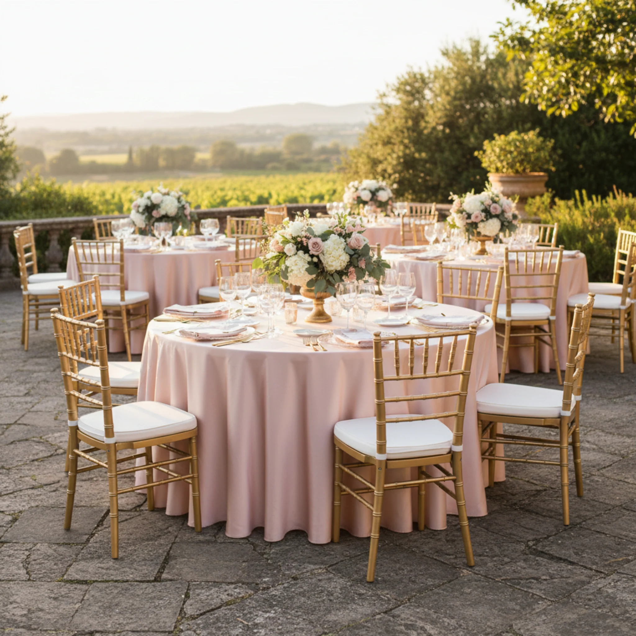 Satin 132" Round Tablecloth - Blush/Rose Gold - Image 3