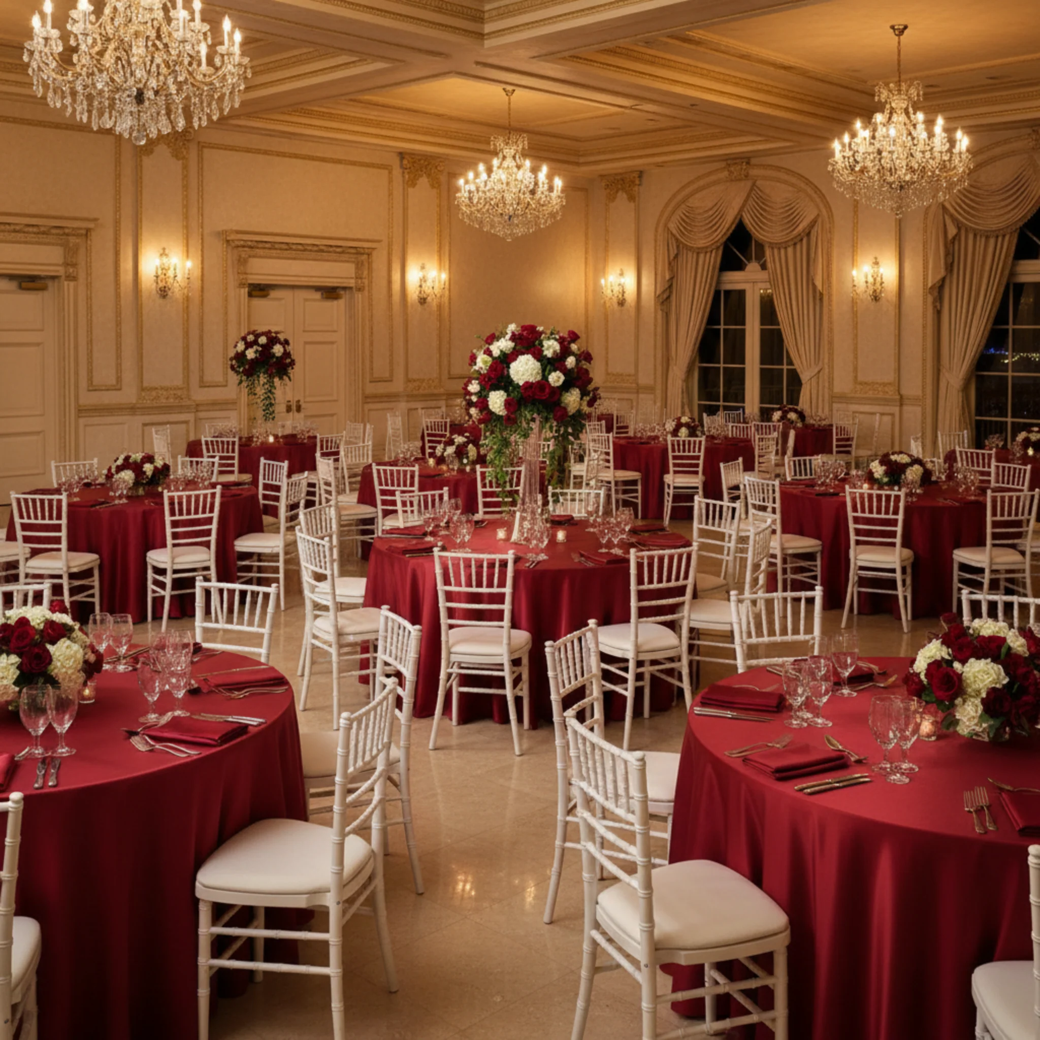 Satin 132" Round Tablecloth - Burgundy - Image 3