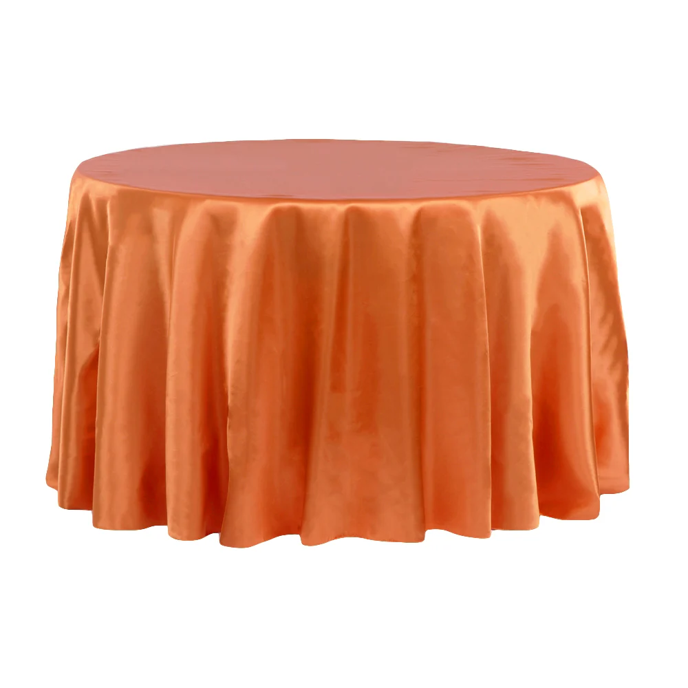 Satin 132" Round Tablecloth - Burnt Orange