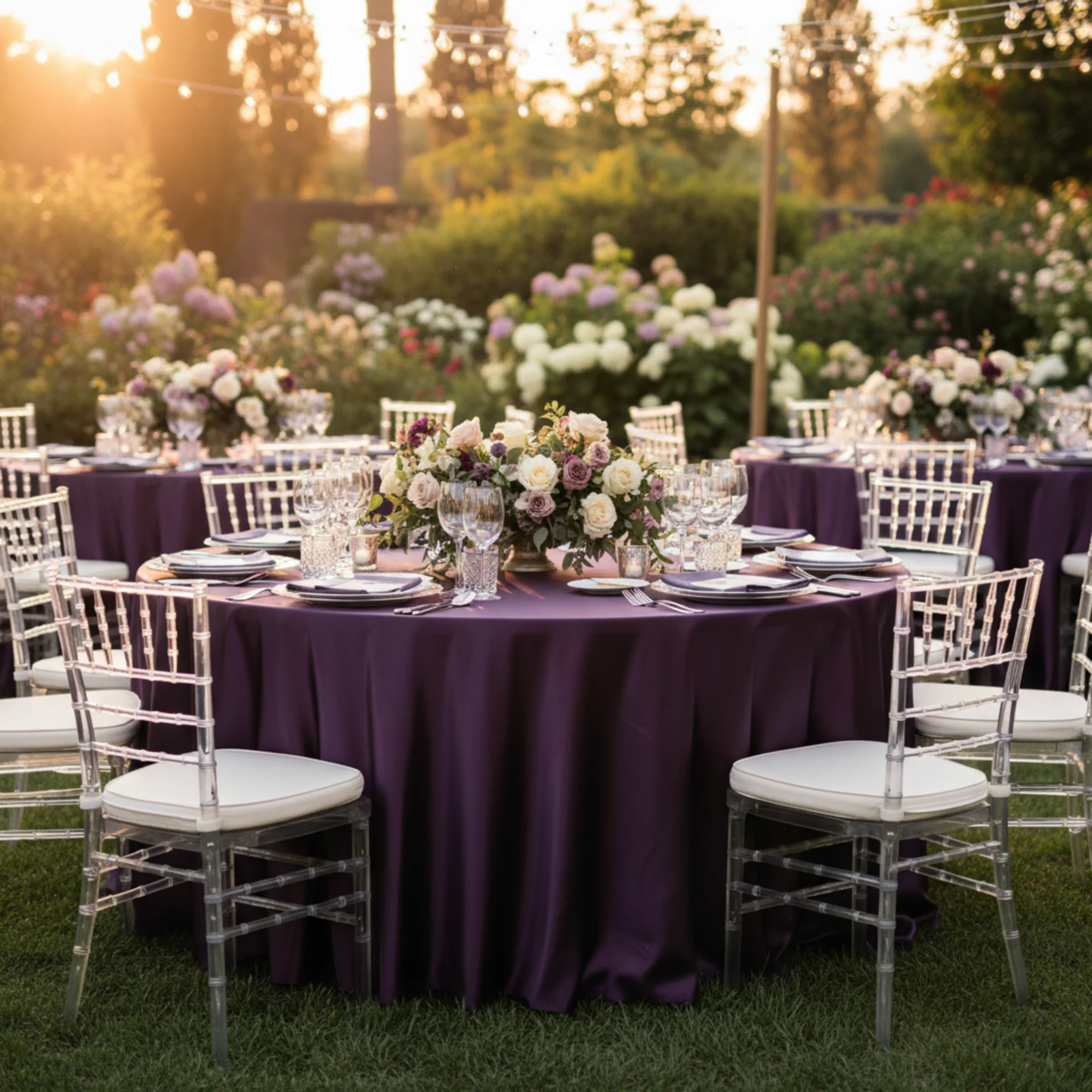 Satin 132" Round Tablecloth - Eggplant/Plum - Image 3